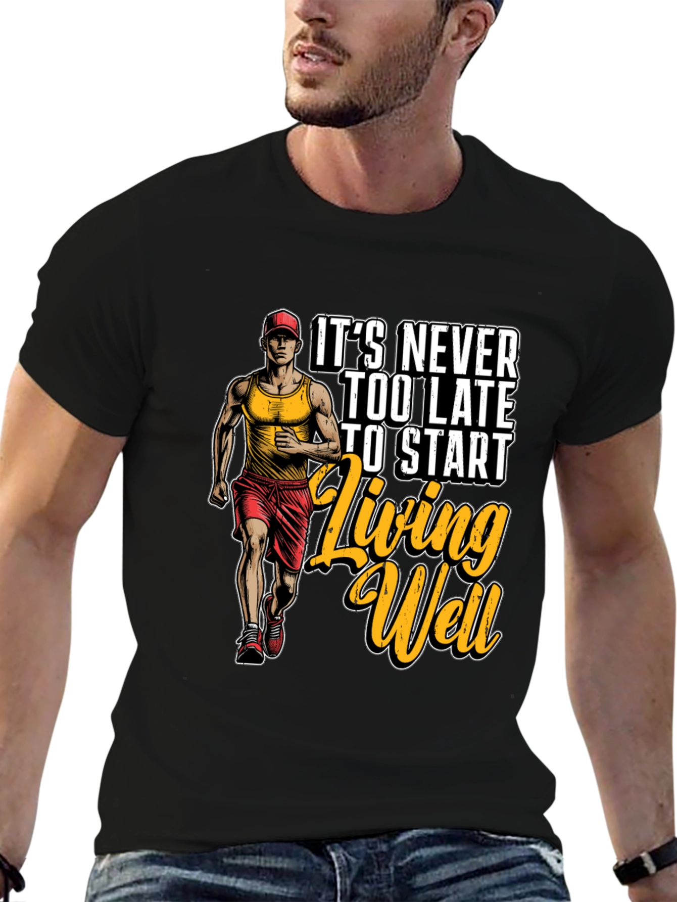 Motivational Running T-Shirt: Living Well