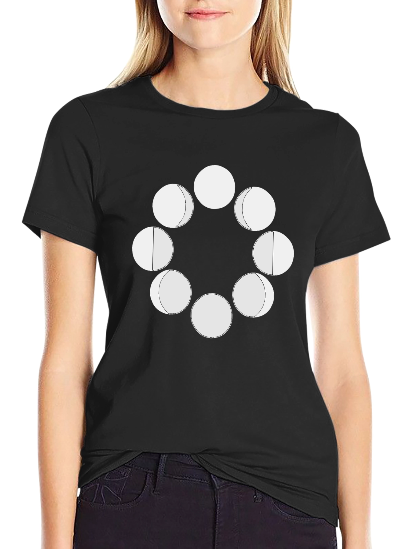 Lunar Cycle Graphic Tee - Black Cotton Comfort