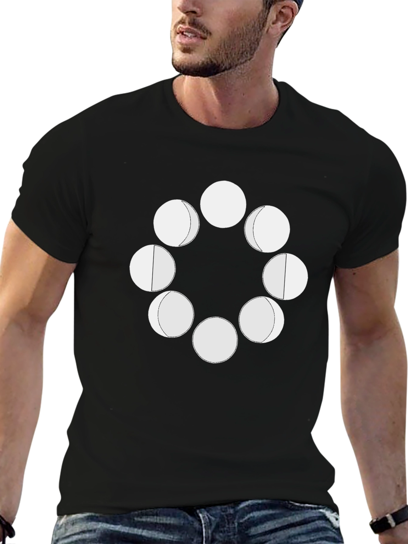 Lunar Cycle Graphic Tee - Black Cotton Comfort