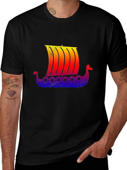 Viking Ship Graphic Tee - Black T-Shirt