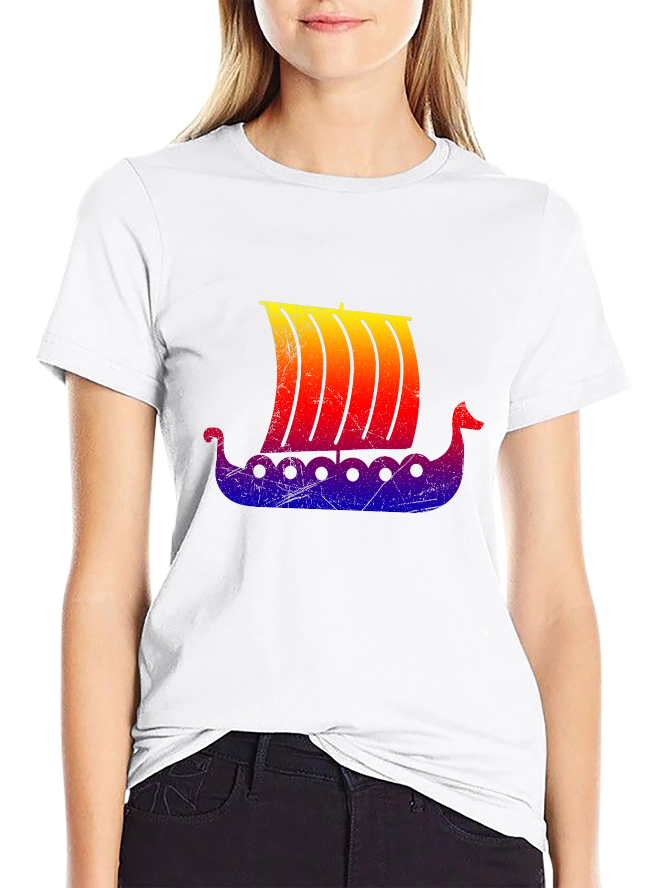 Viking Ship Graphic Tee - Black T-Shirt