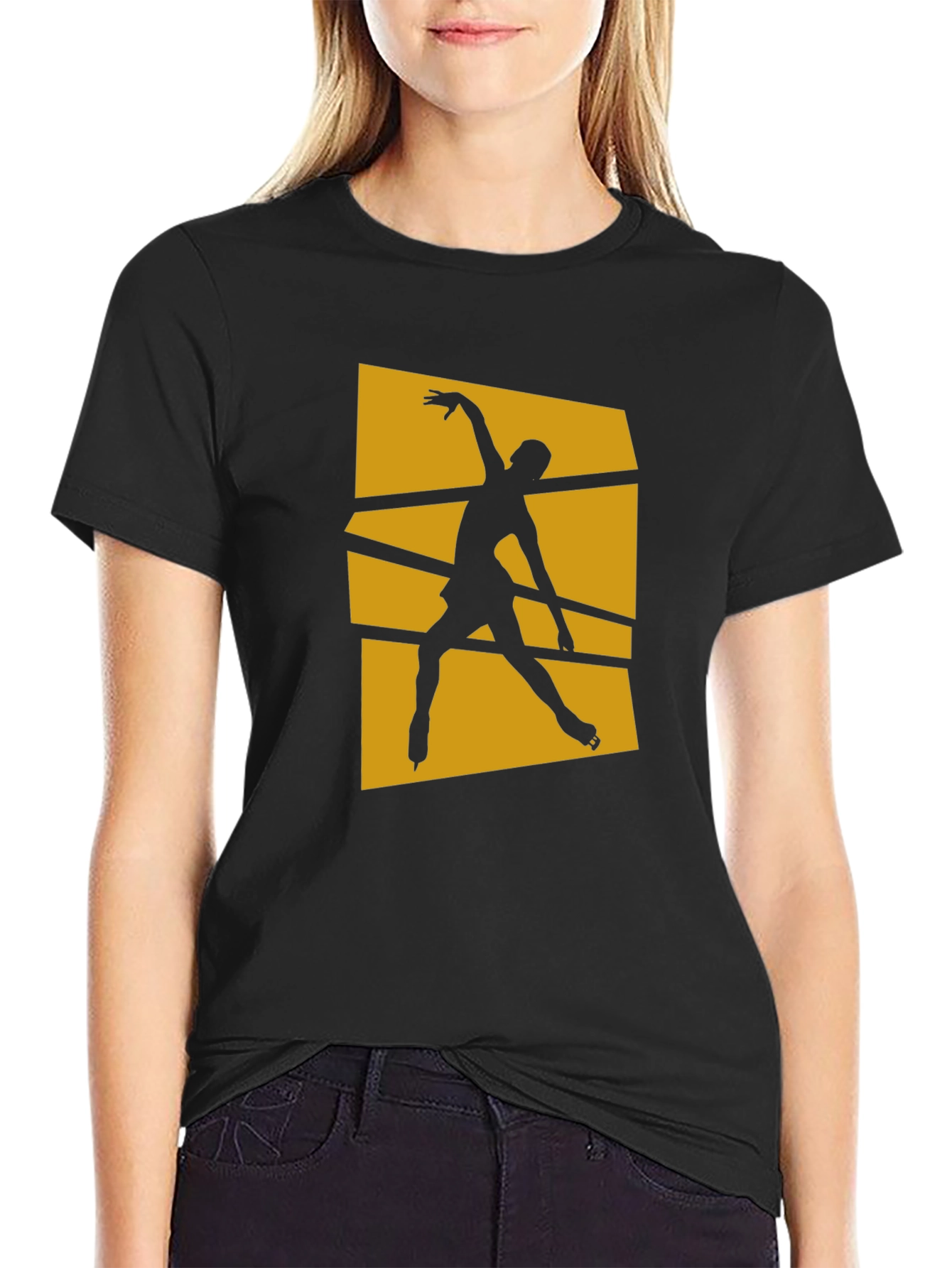 Figure Skating Graphic Tee - Stylish Black Cotton Shirt