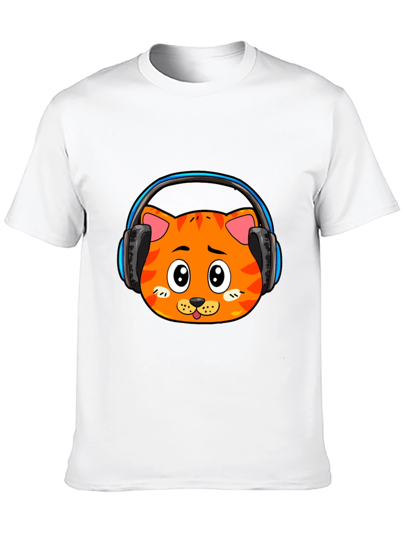 Cool Cat Headphone Graphic Black T-Shirt