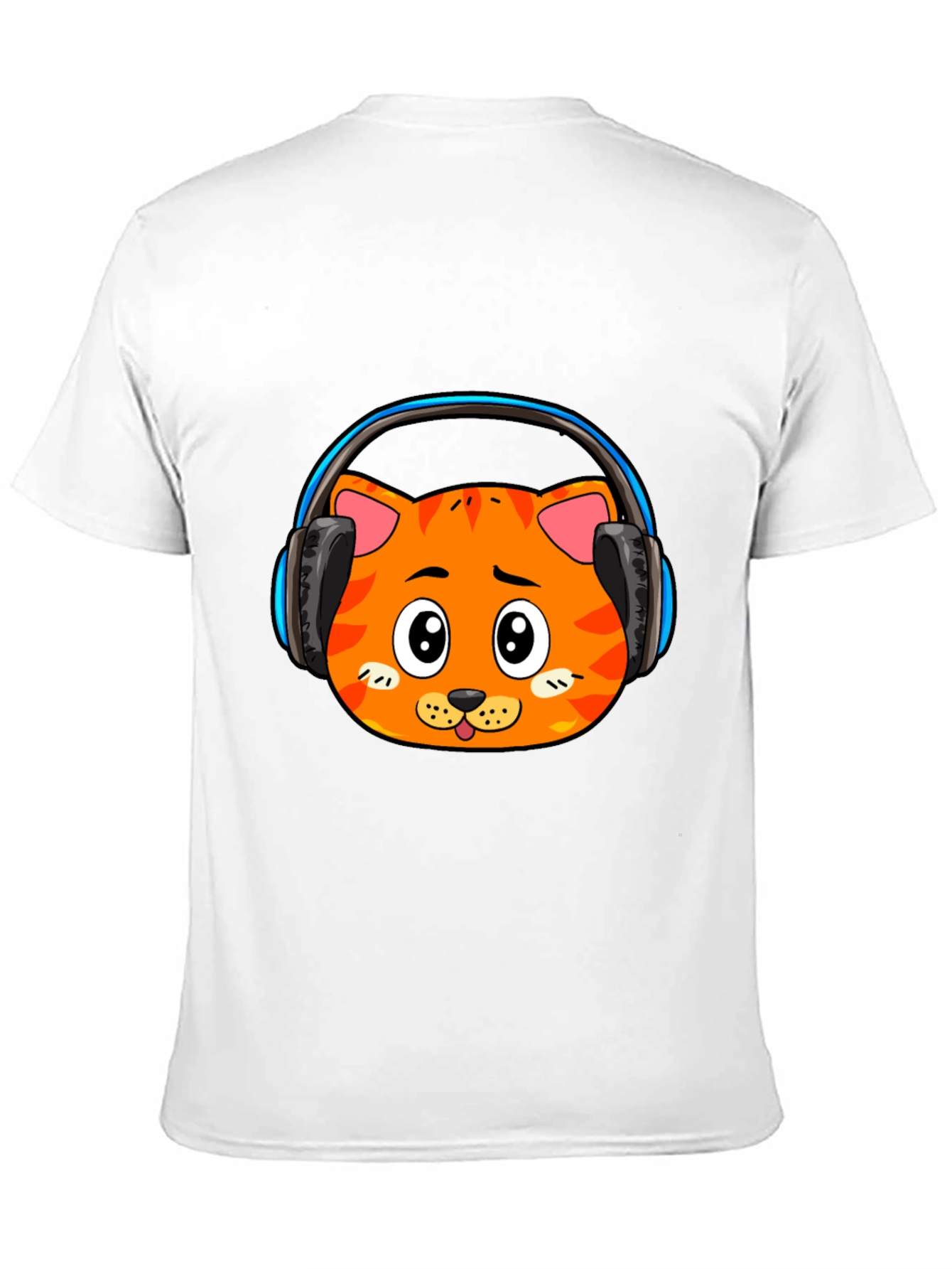 Cool Cat Headphone Graphic Black T-Shirt