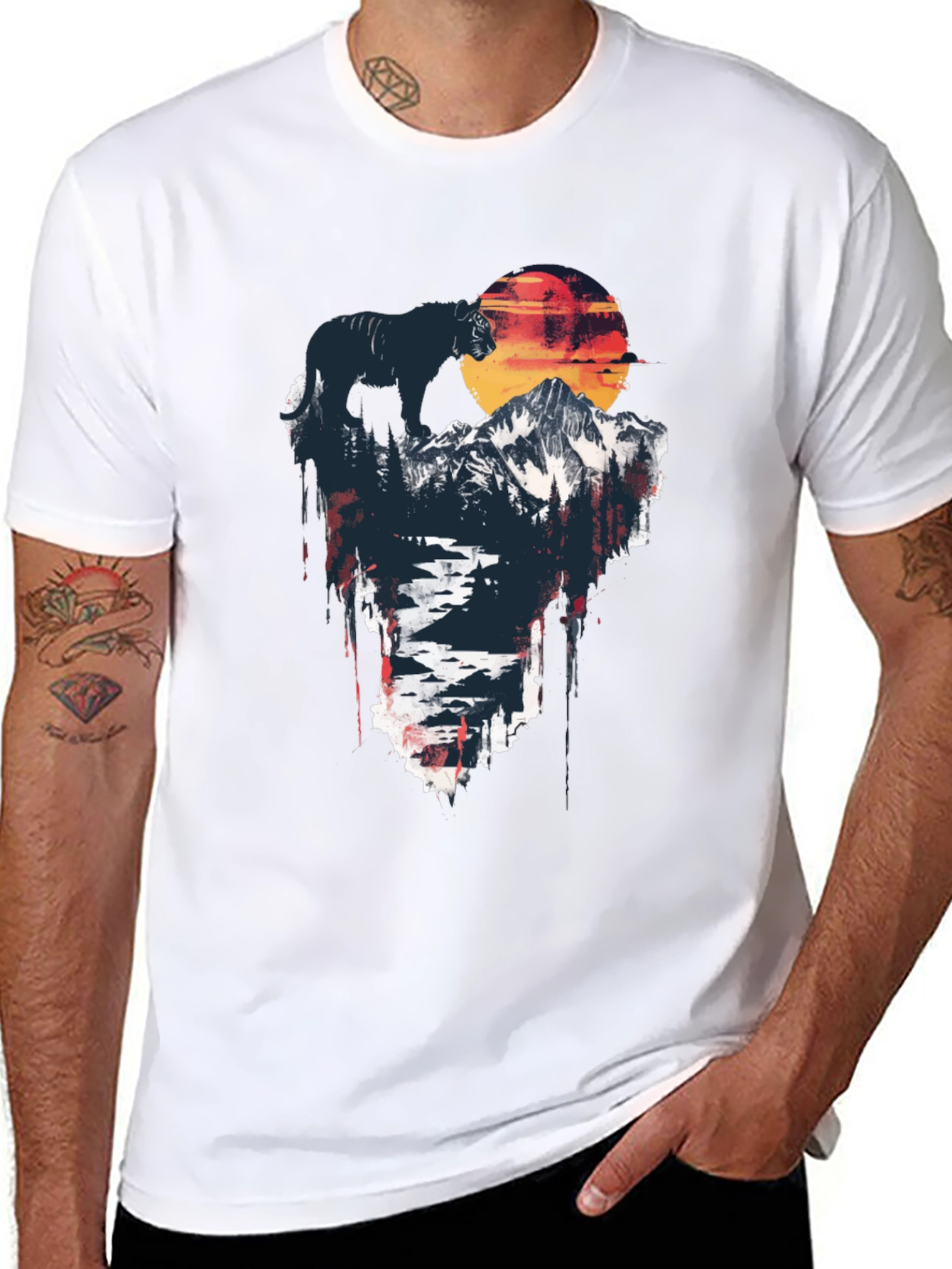 Mountain Sunset Black T-Shirt