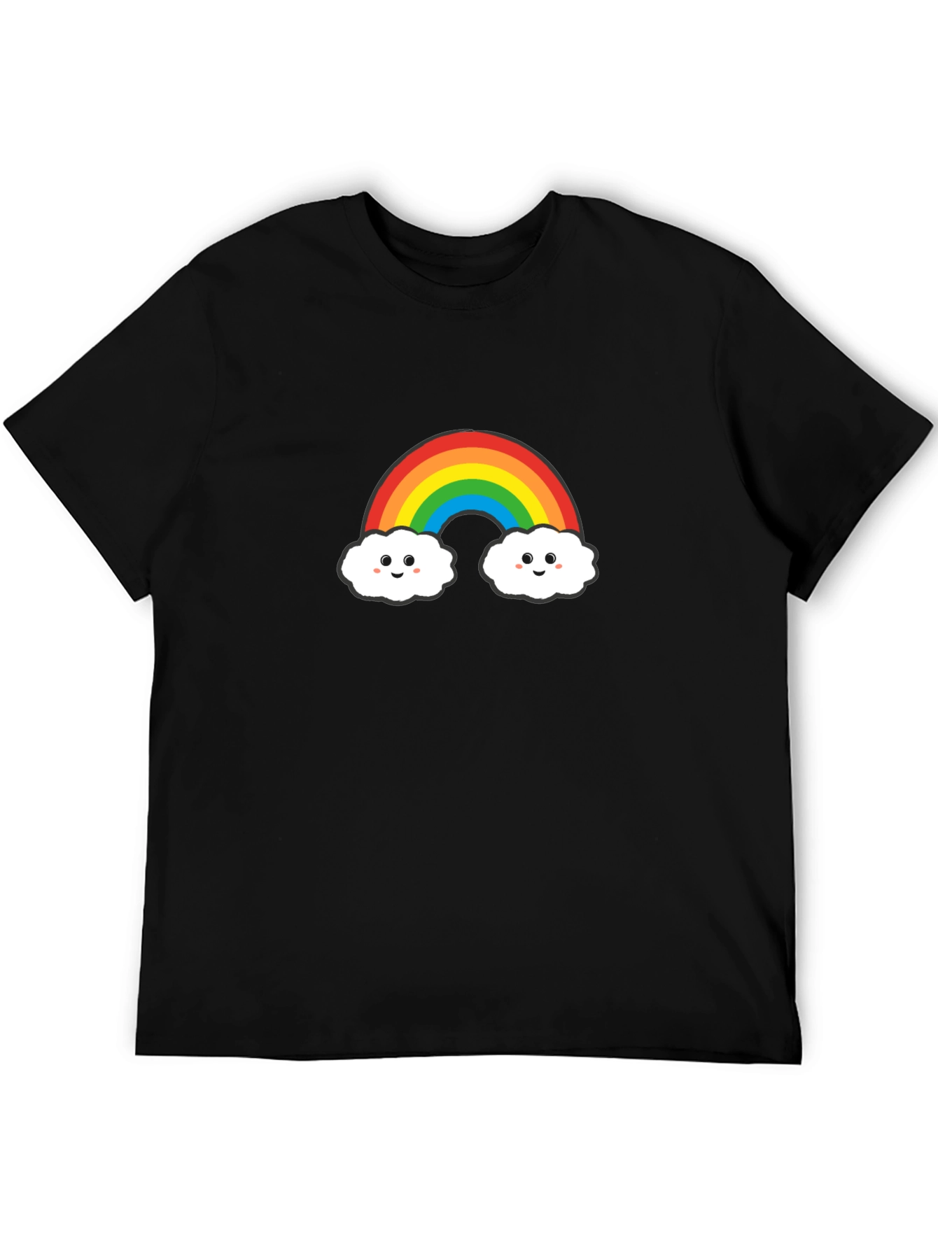 Cute Rainbow Cloud Graphic Tee - Black