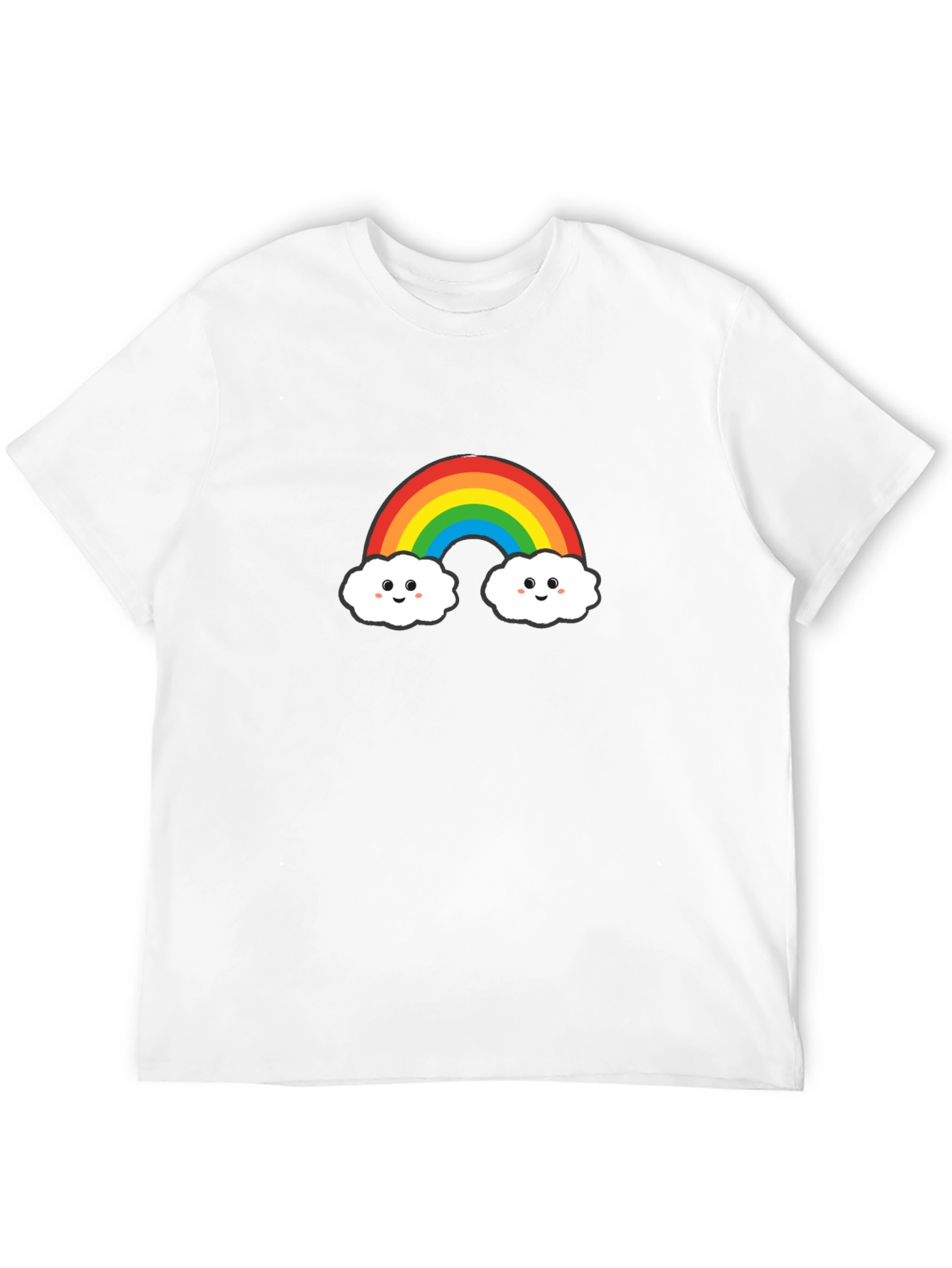 Cute Rainbow Cloud Graphic Tee - Black