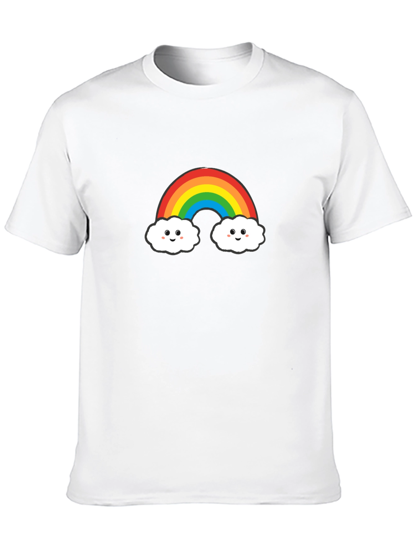 Cute Rainbow Cloud Graphic Tee - Black