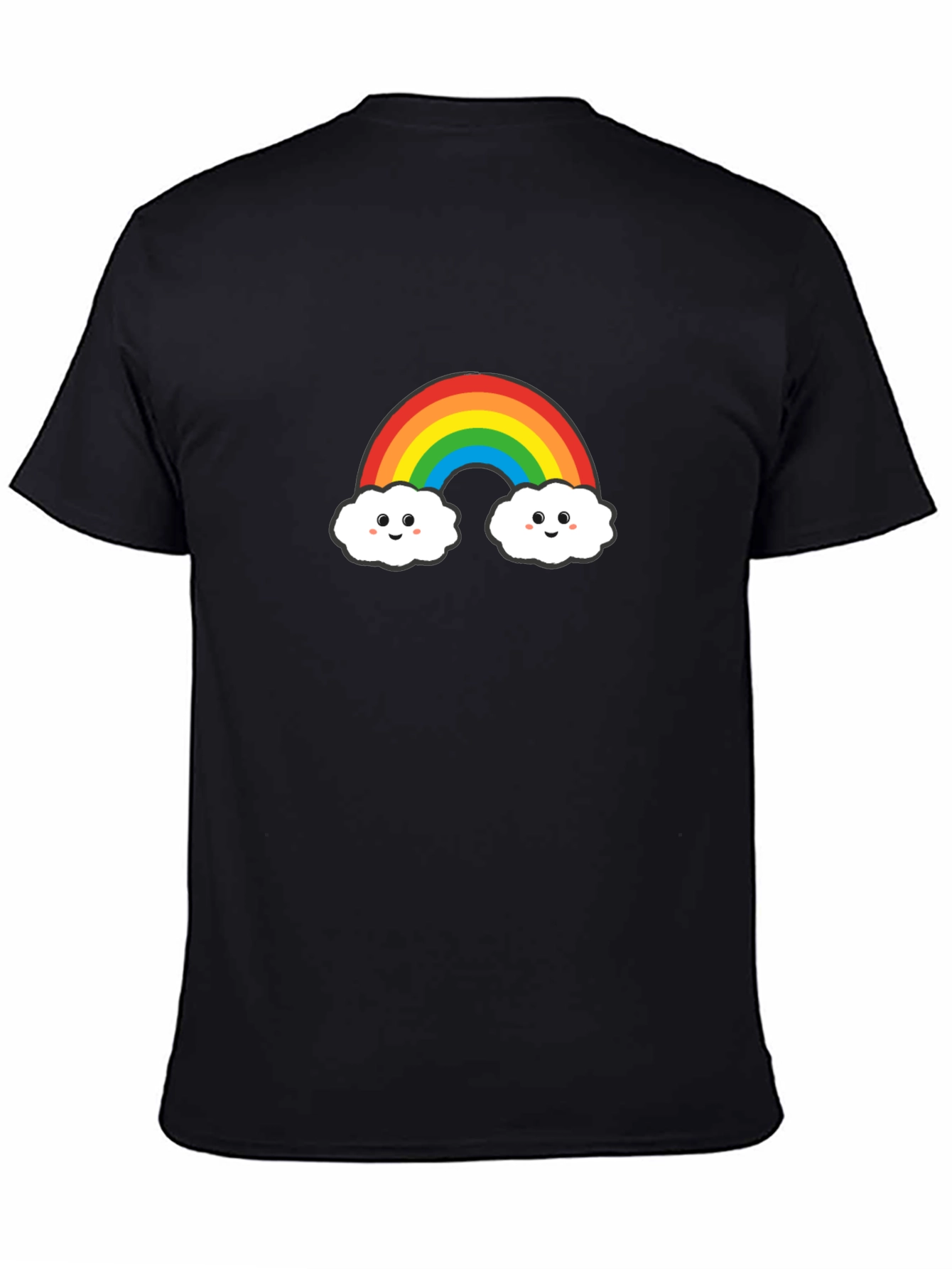 Cute Rainbow Cloud Graphic Tee - Black