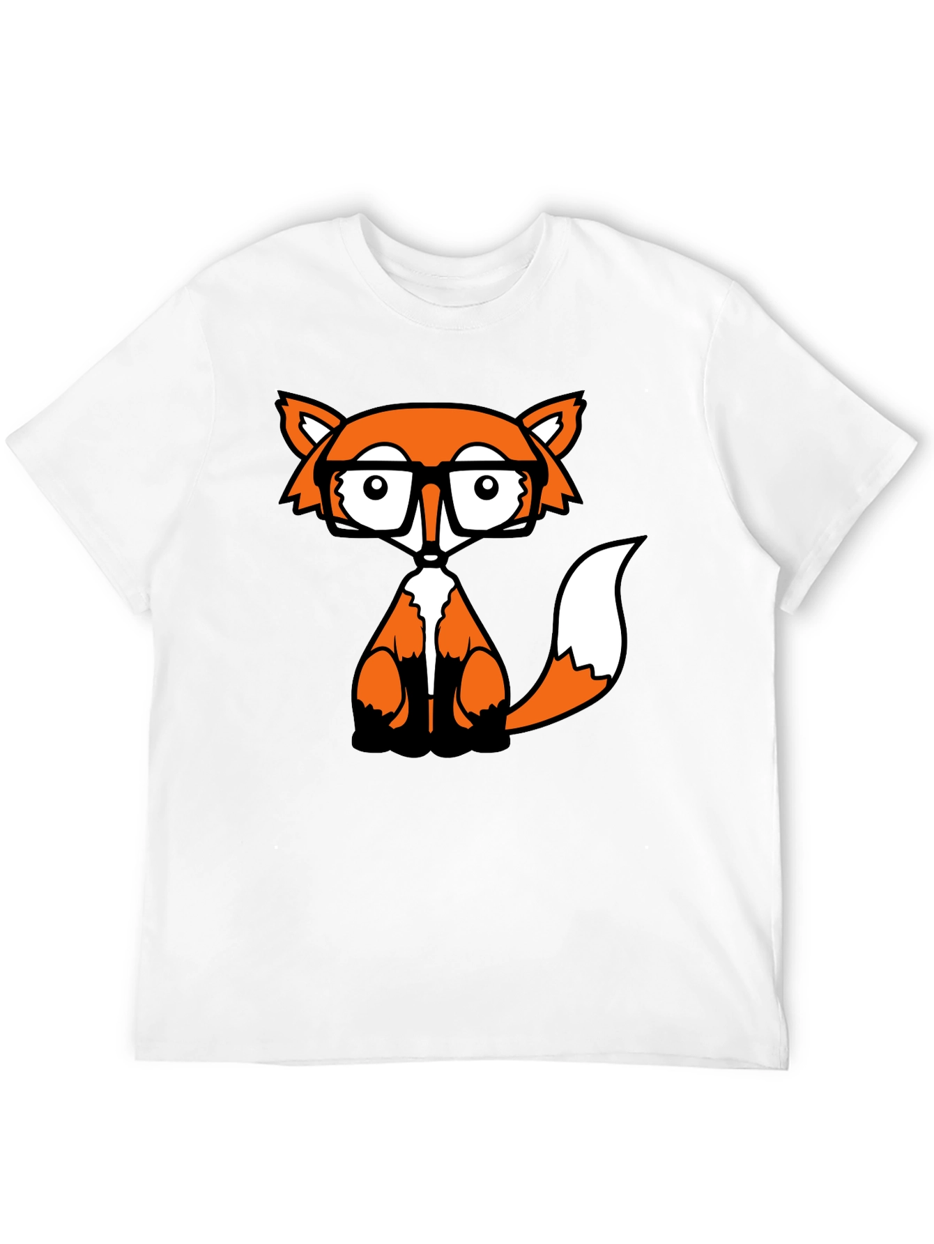 Fox with Glasses Graphic Tee - Black