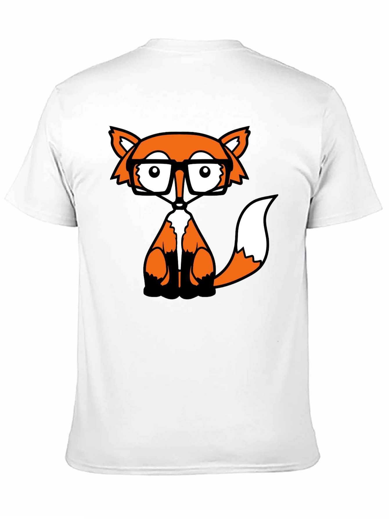 Fox with Glasses Graphic Tee - Black