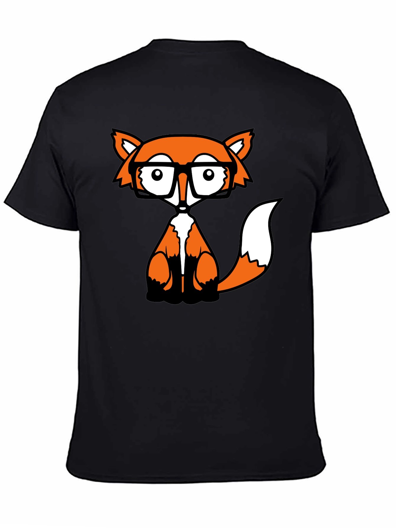 Fox with Glasses Graphic Tee - Black