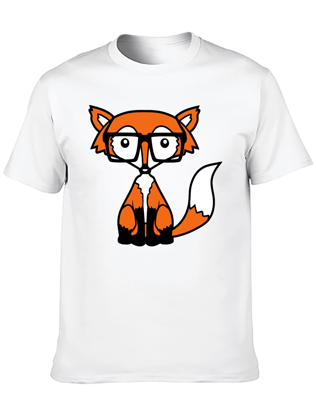 Fox with Glasses Graphic Tee - Black