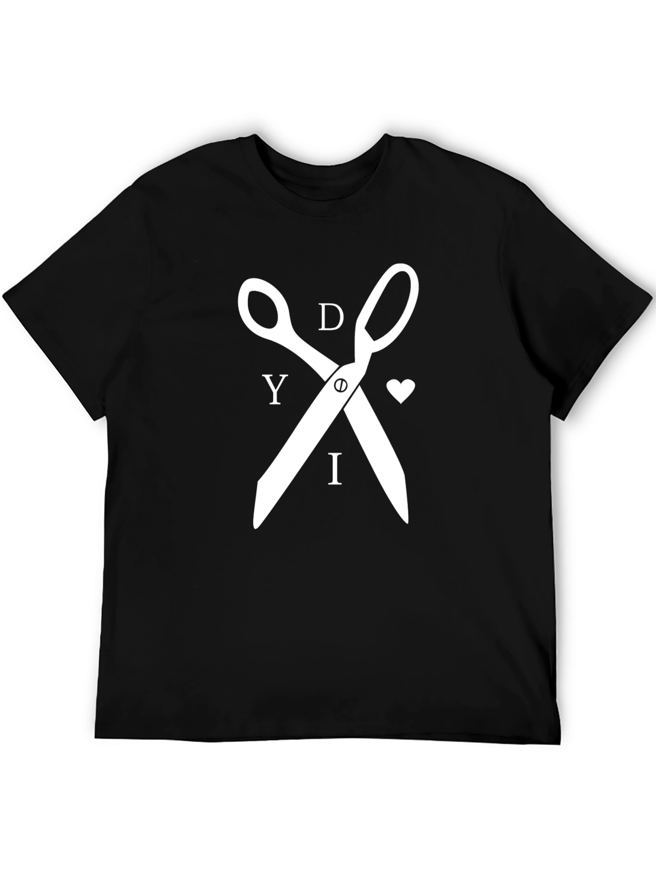 DIY Scissors Graphic Tee - Black Cotton T-Shirt