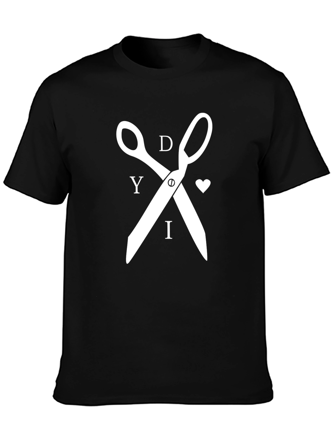 DIY Scissors Graphic Tee - Black Cotton T-Shirt