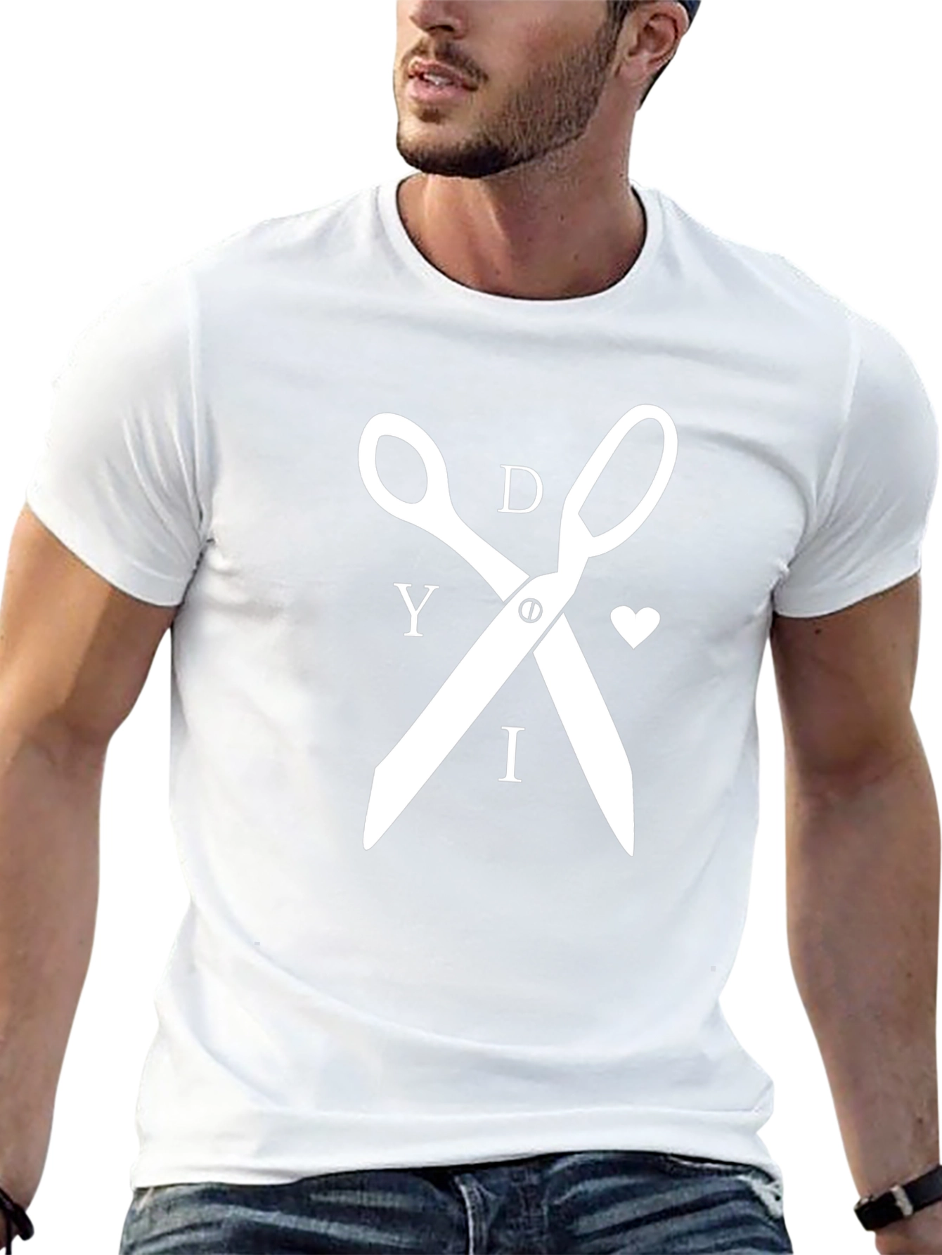 DIY Scissors Graphic Tee - Black Cotton T-Shirt