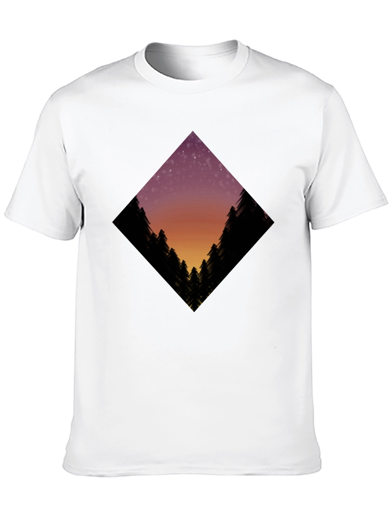 Night Sky Trees Graphic Tee - Black