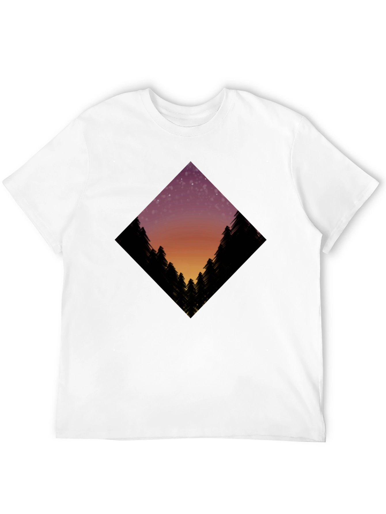 Night Sky Trees Graphic Tee - Black