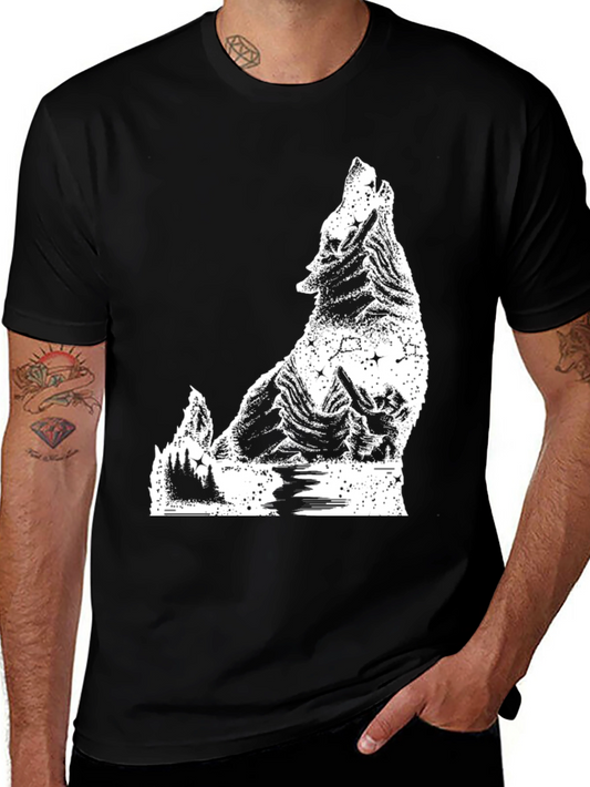 Wolf Graphic T-Shirt - Mens Black Tee