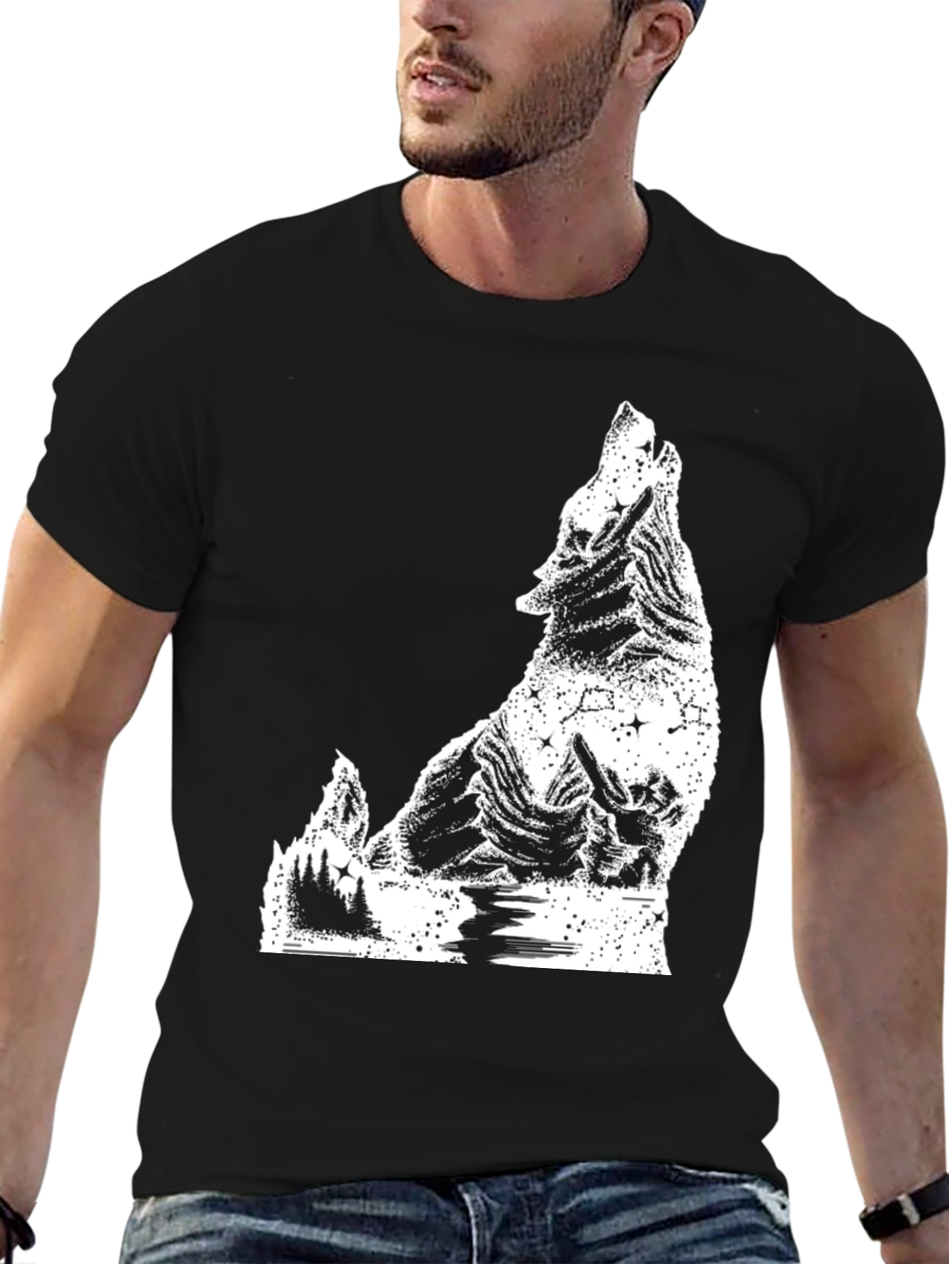 Wolf Graphic T-Shirt - Mens Black Tee