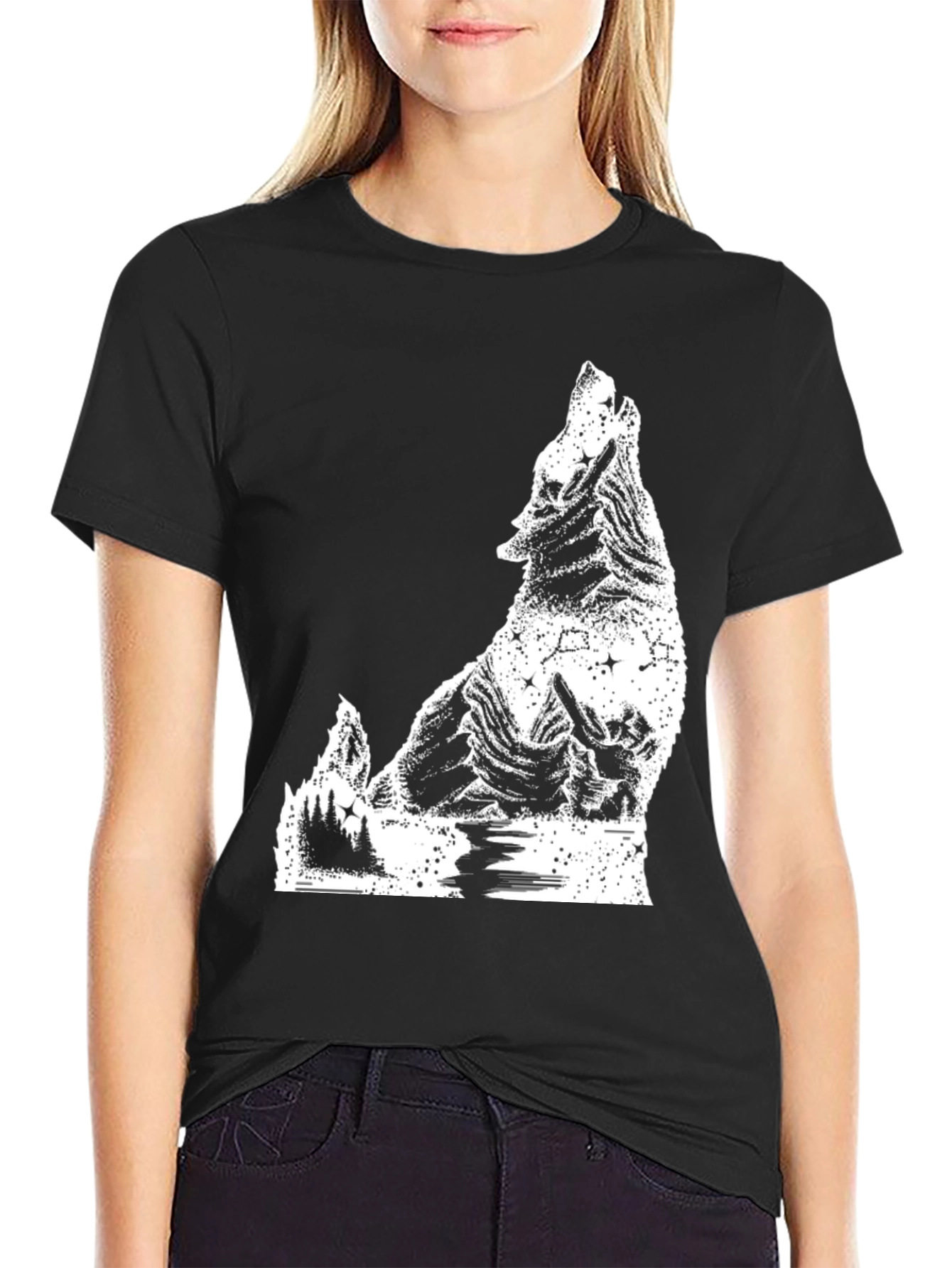 Wolf Graphic T-Shirt - Mens Black Tee