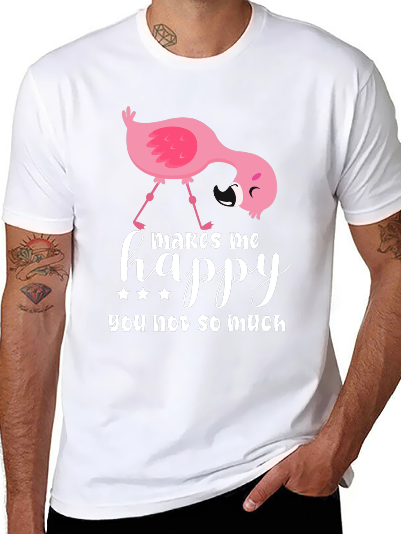 Funny Flamingo Graphic T-Shirt - Makes Me Happy