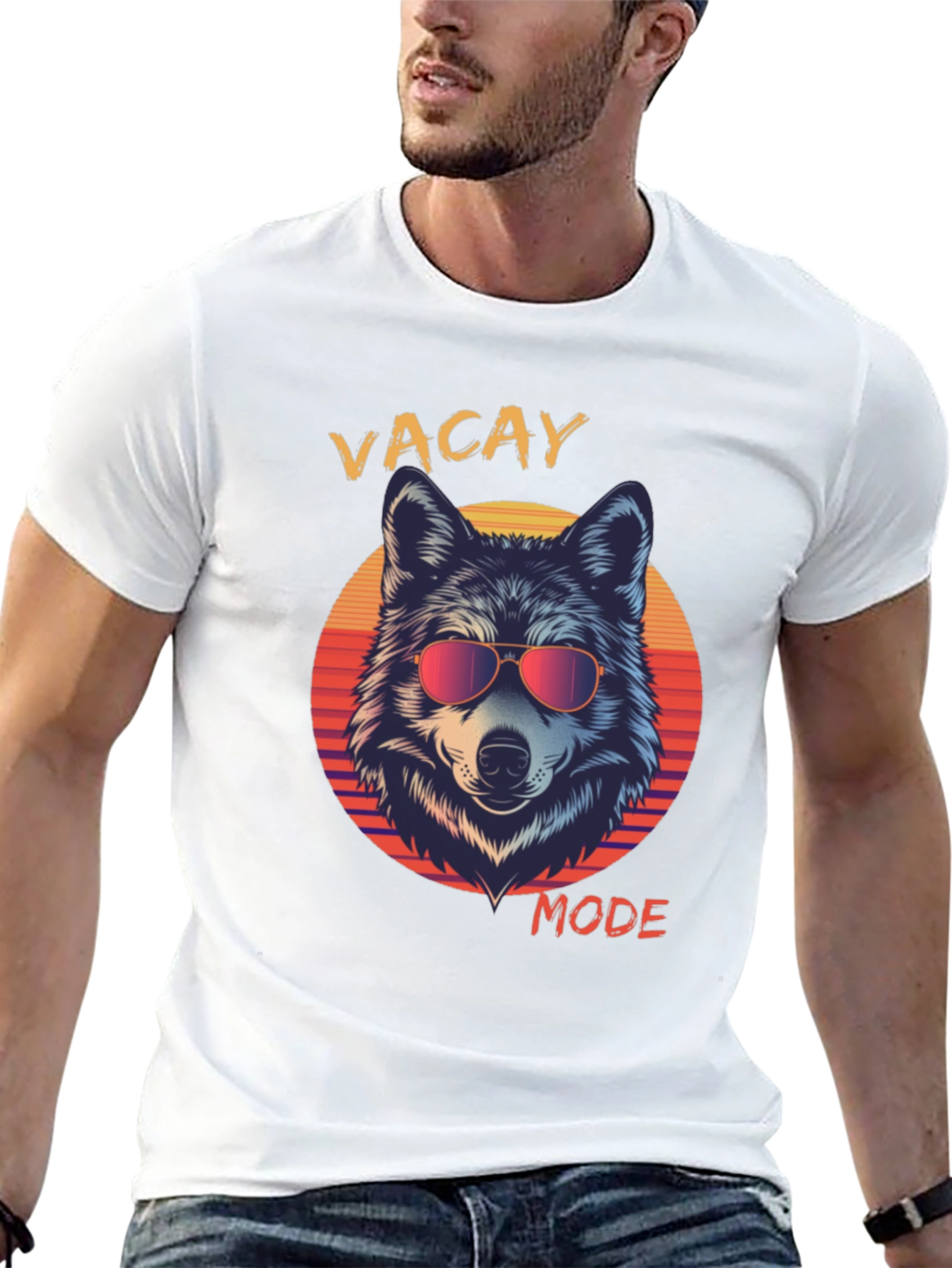 Vacay Mode Wolf Graphic Tee - Stylish Summer Apparel
