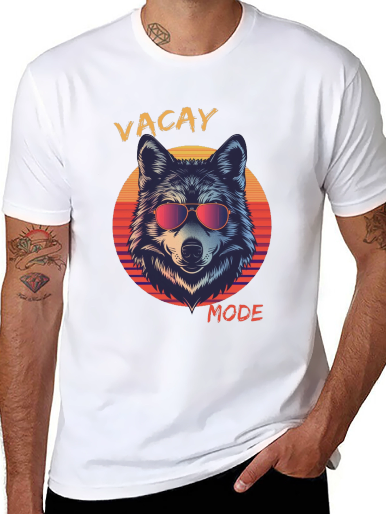 Vacay Mode Wolf Graphic Tee - Stylish Summer Apparel