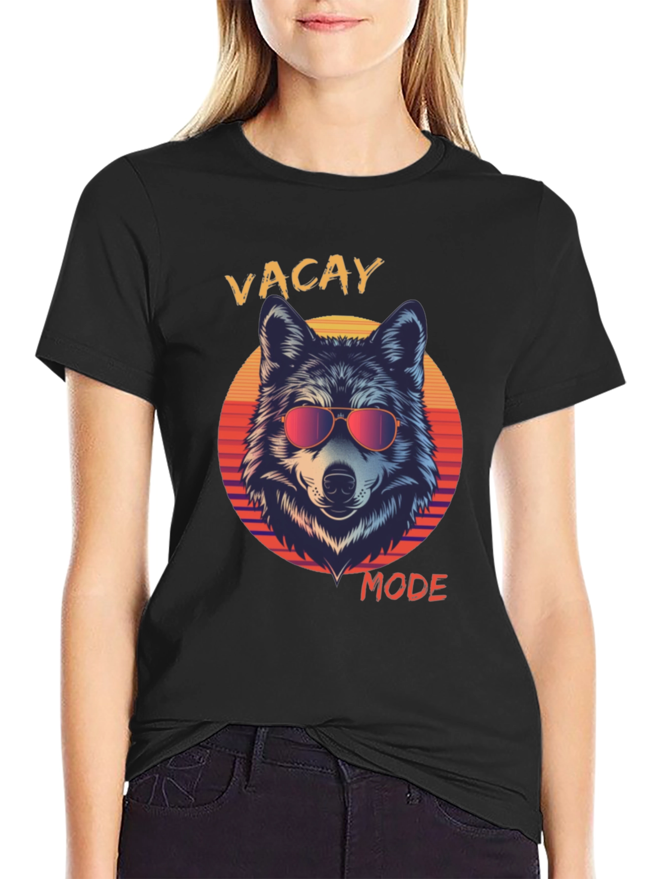 Vacay Mode Wolf Graphic Tee - Stylish Summer Apparel
