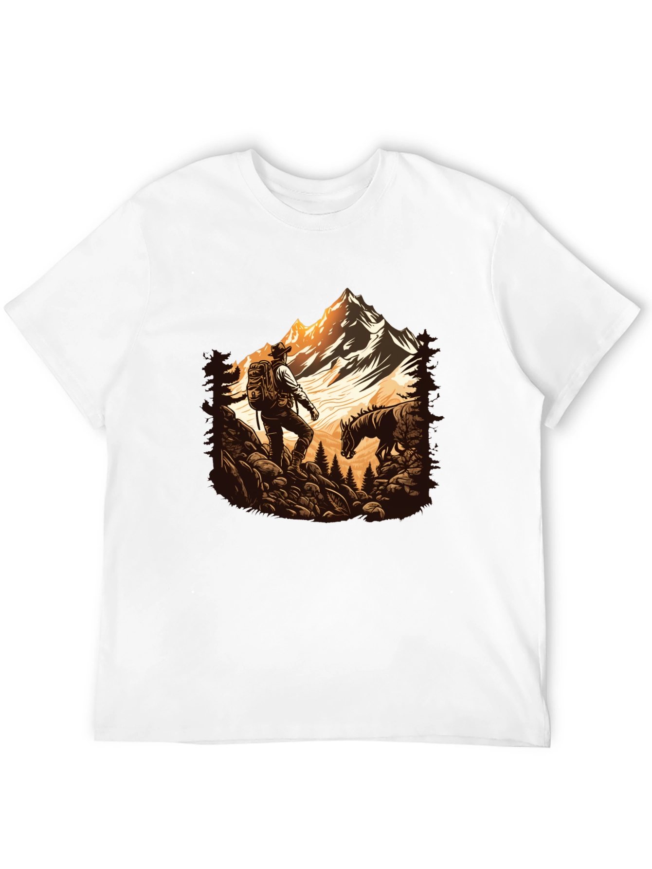 Mens Black Hiking Adventure Graphic Tee