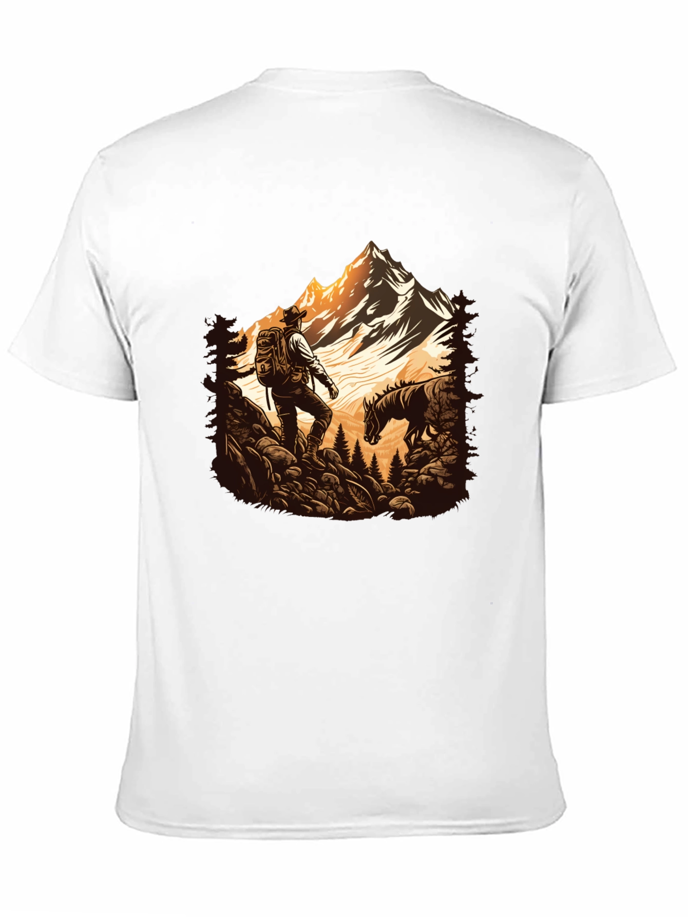 Mens Black Hiking Adventure Graphic Tee