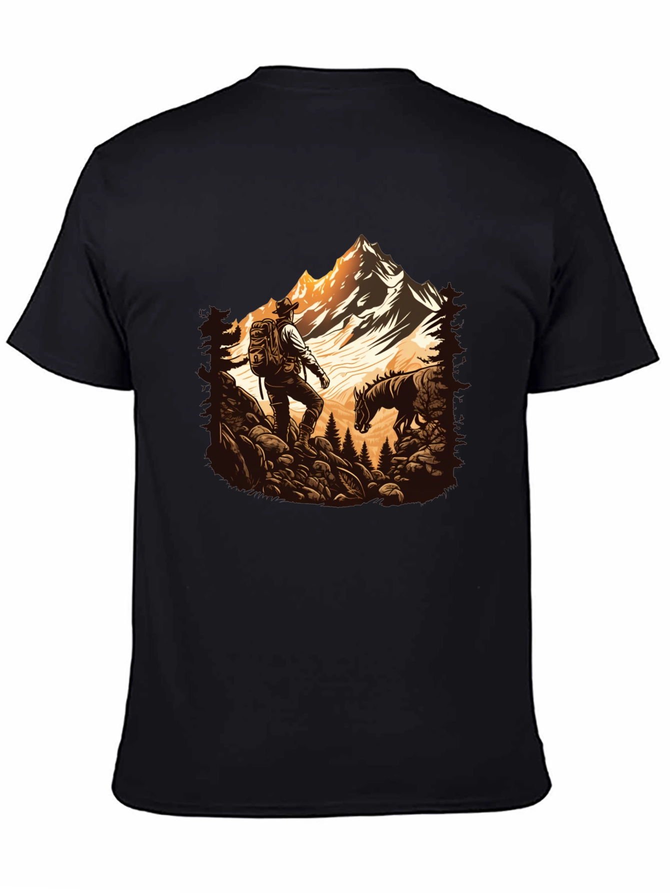 Mens Black Hiking Adventure Graphic Tee