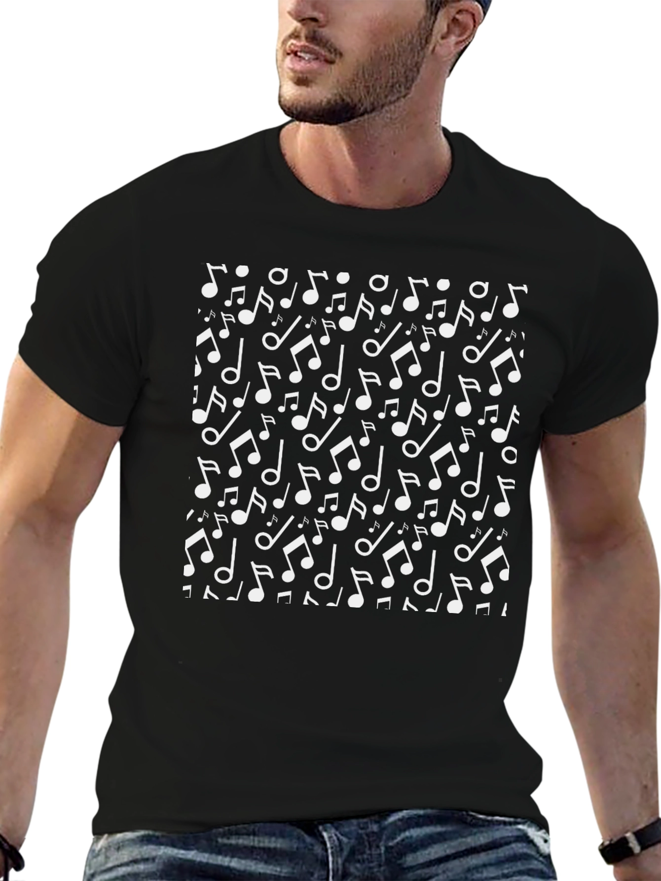 Musical Notes Print Mens T-Shirt