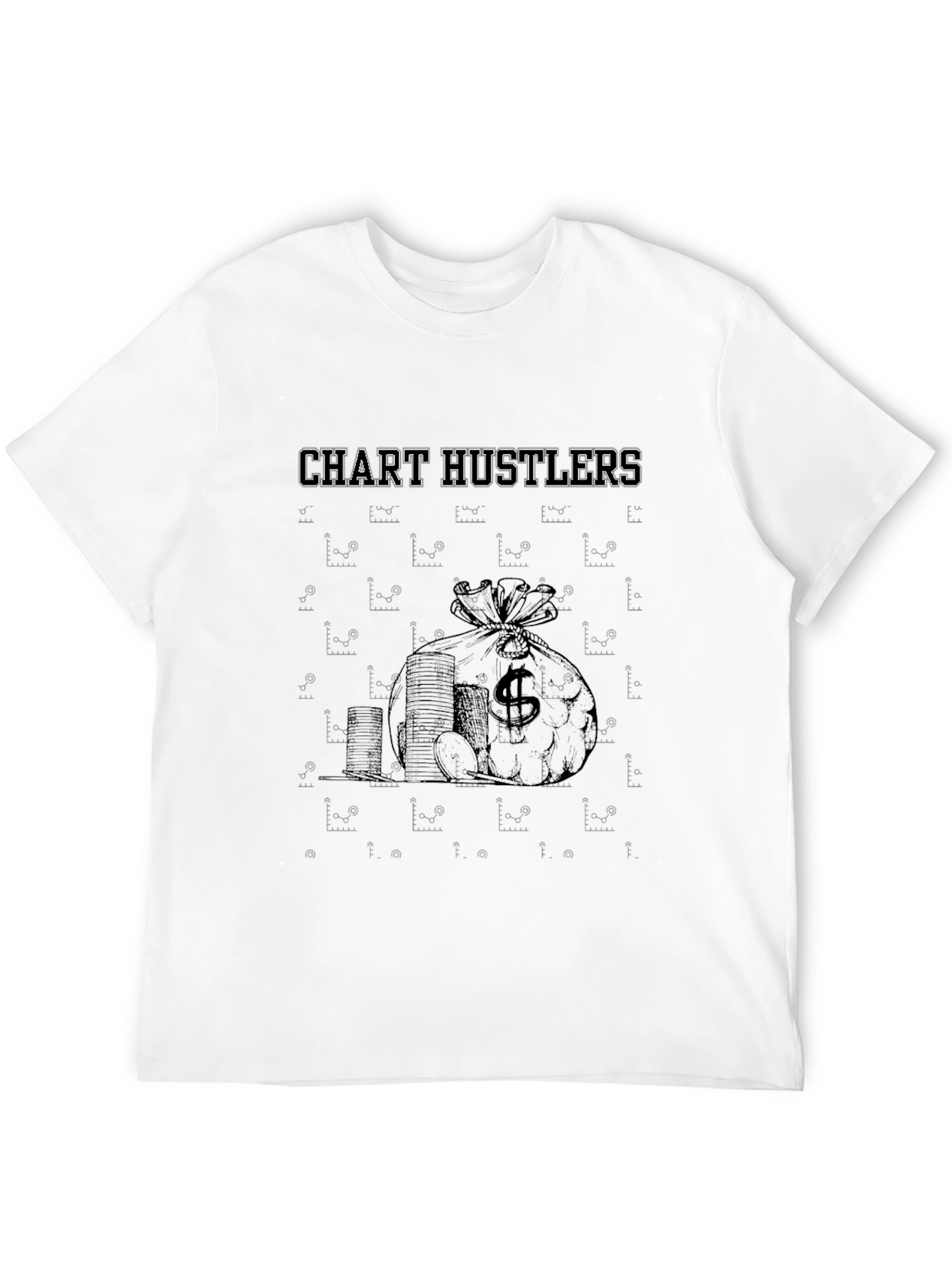 Chart Hustlers Black T-Shirt - Money Bag Design