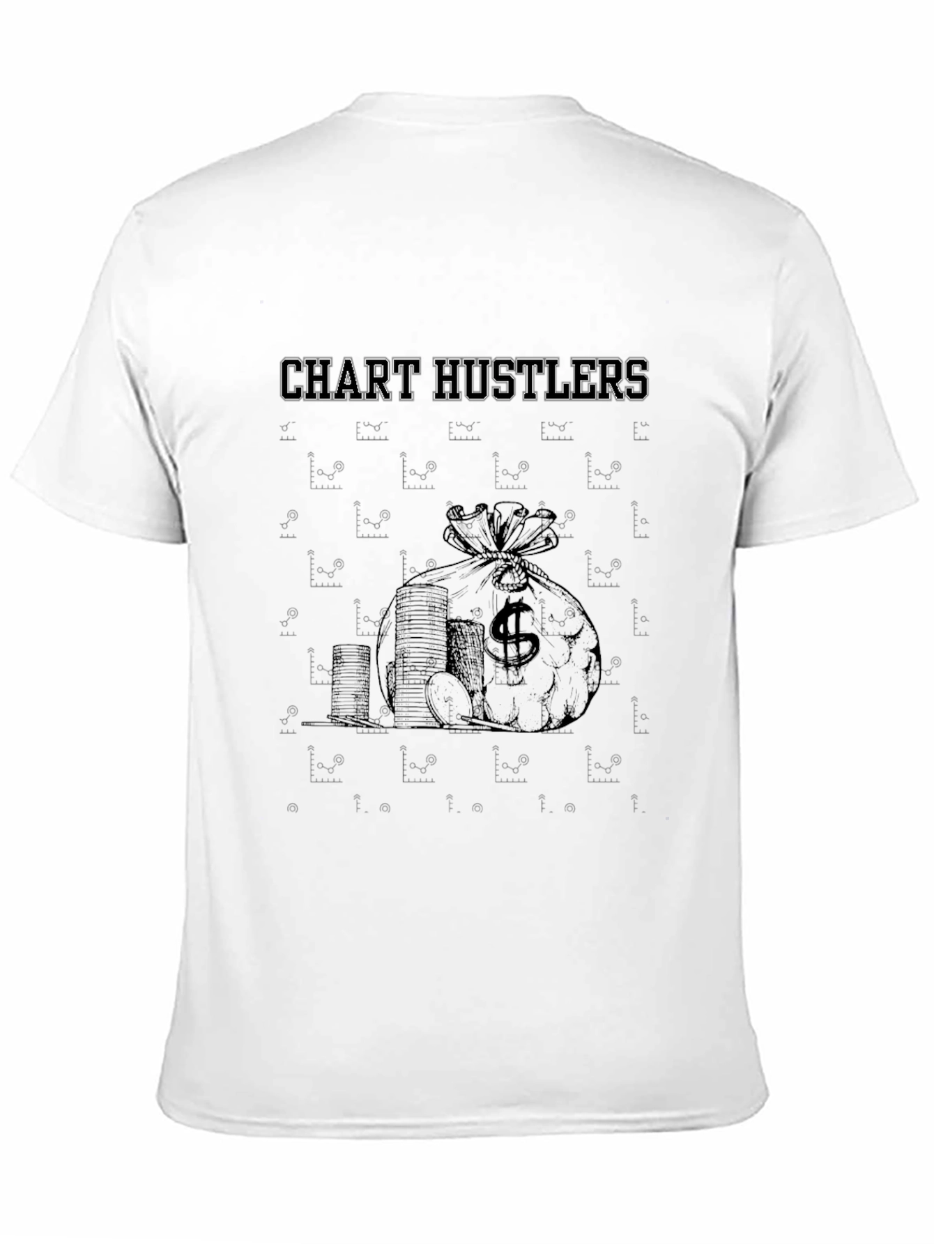 Chart Hustlers Black T-Shirt - Money Bag Design