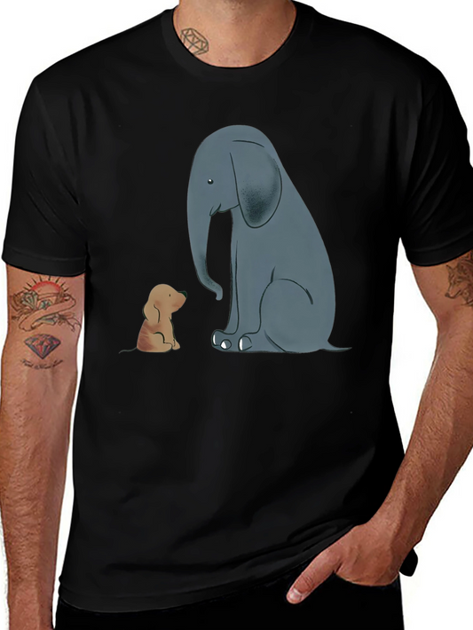 Elephant and Dog Graphic Tee - Black