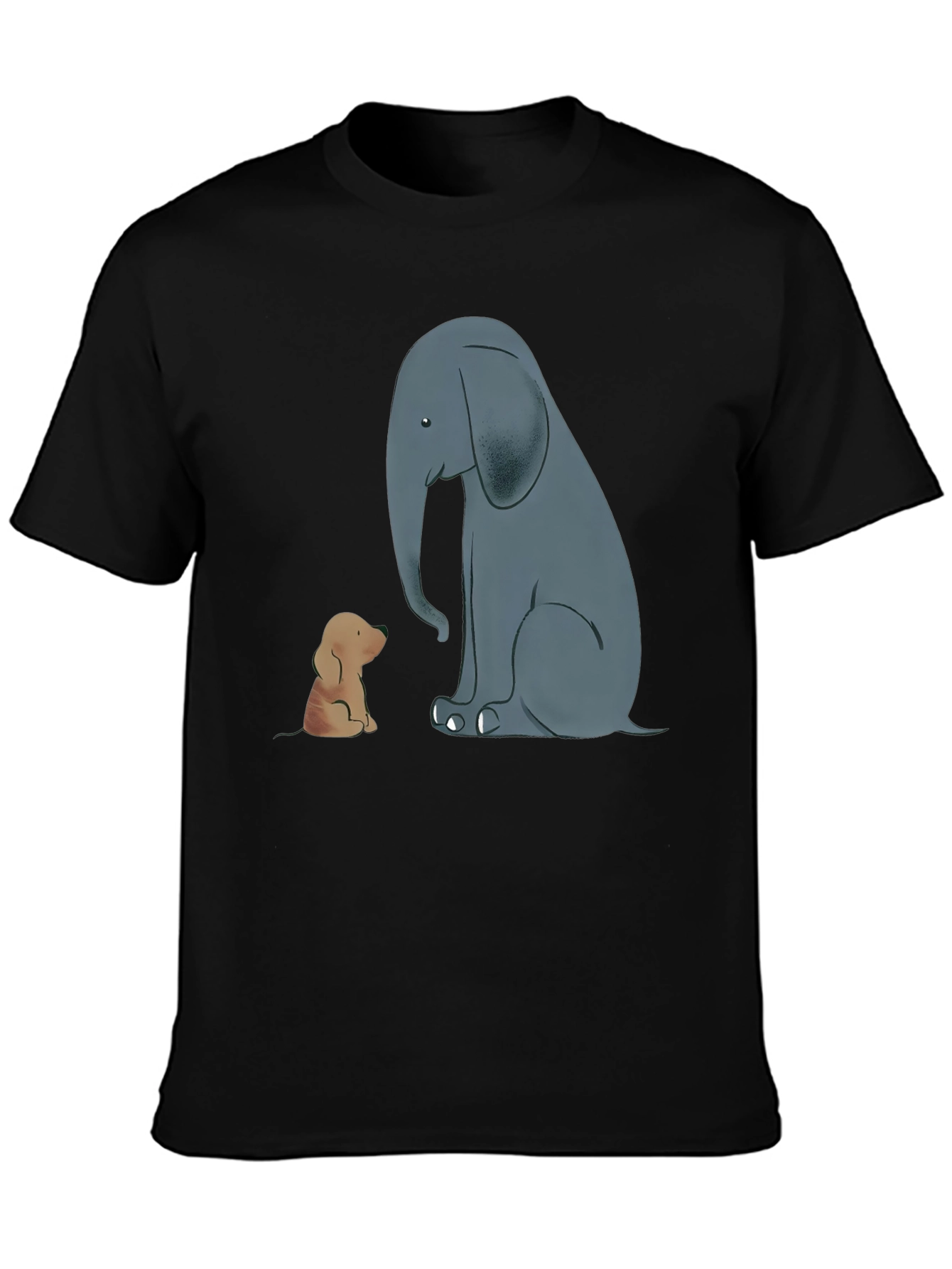 Elephant and Dog Graphic Tee - Black