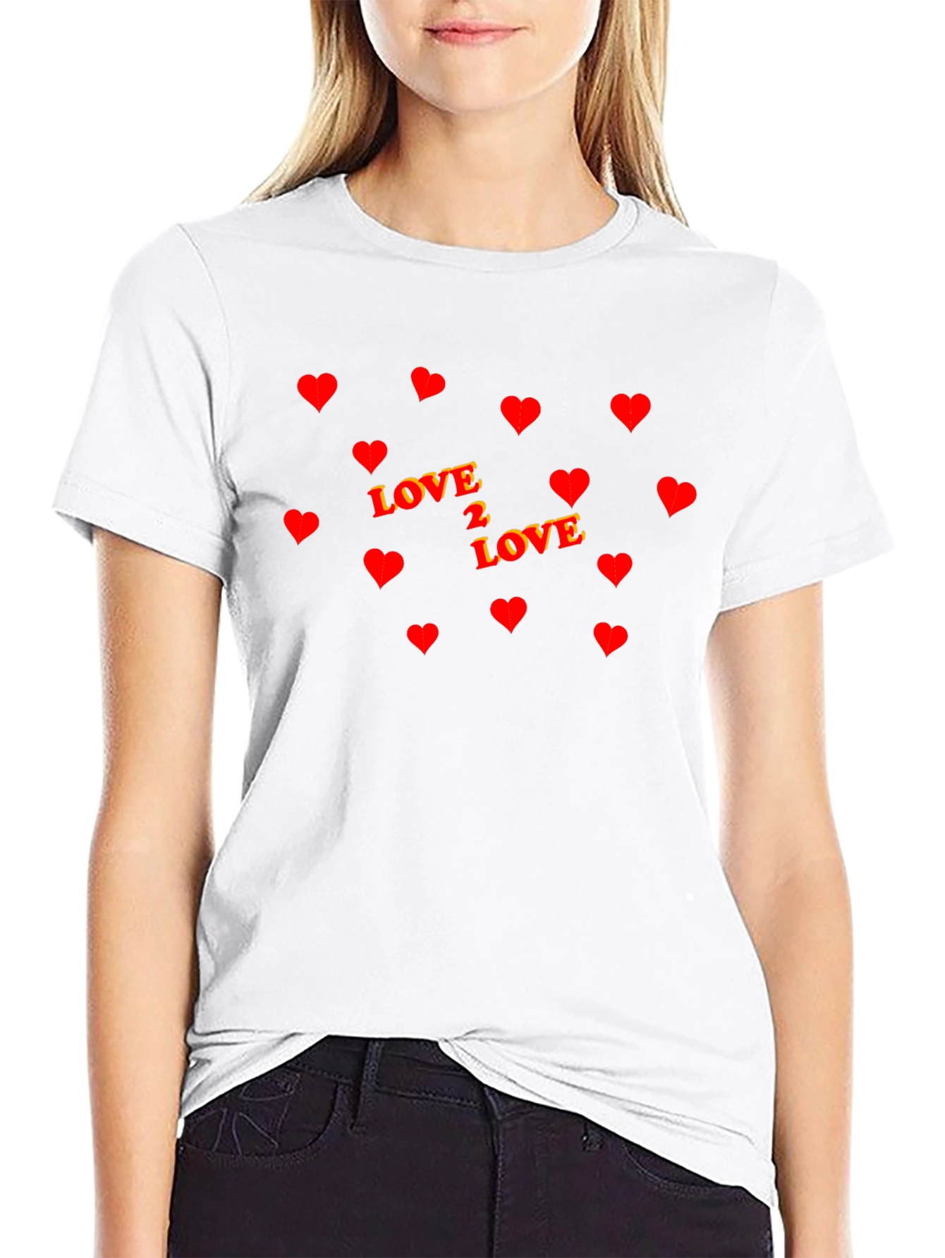 Love 2 Love Heart Graphic Black T-Shirt