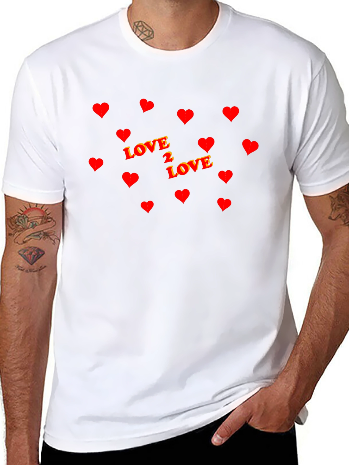Love 2 Love Heart Graphic Black T-Shirt