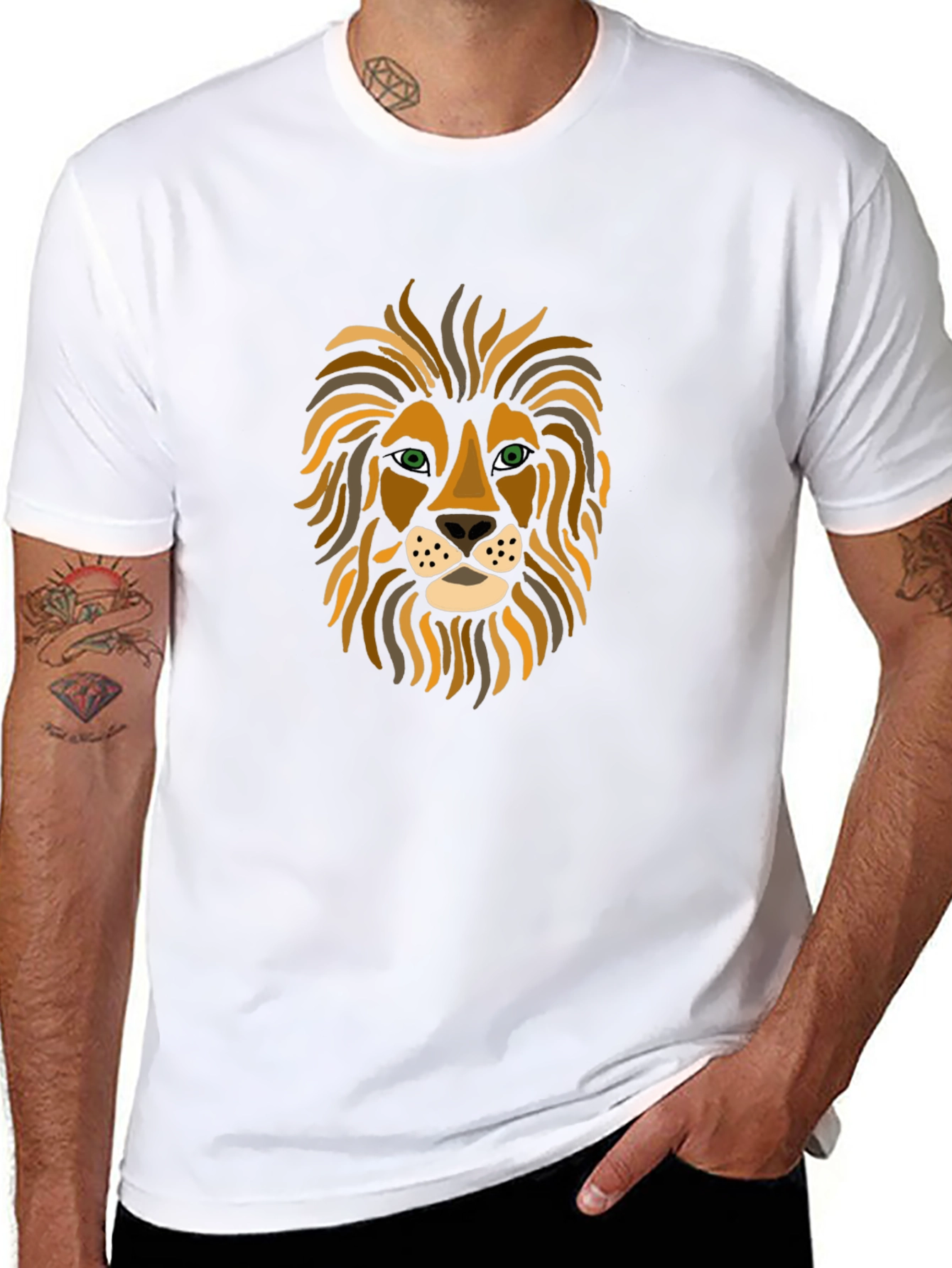 Lion Face Graphic Tee - Stylish Mens T-Shirt