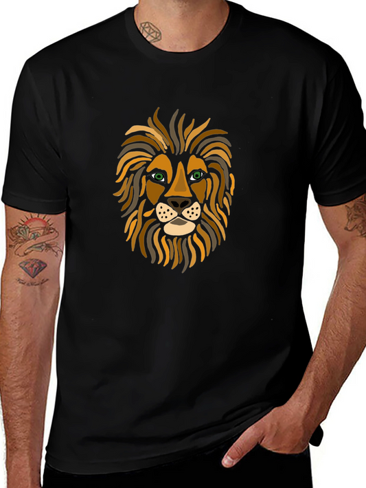 Lion Face Graphic Tee - Stylish Mens T-Shirt