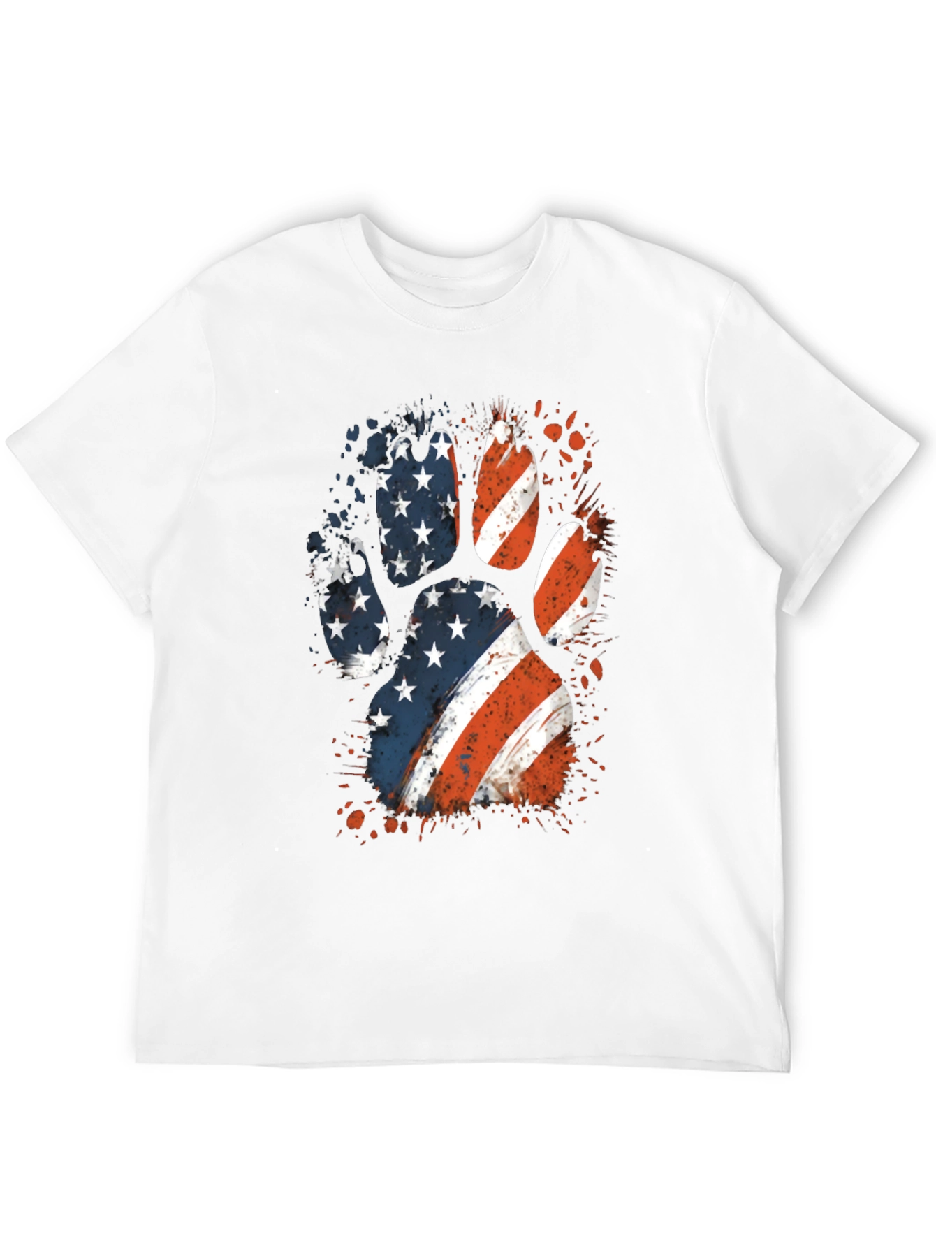 Patriotic Dog Paw Print Graphic Tee