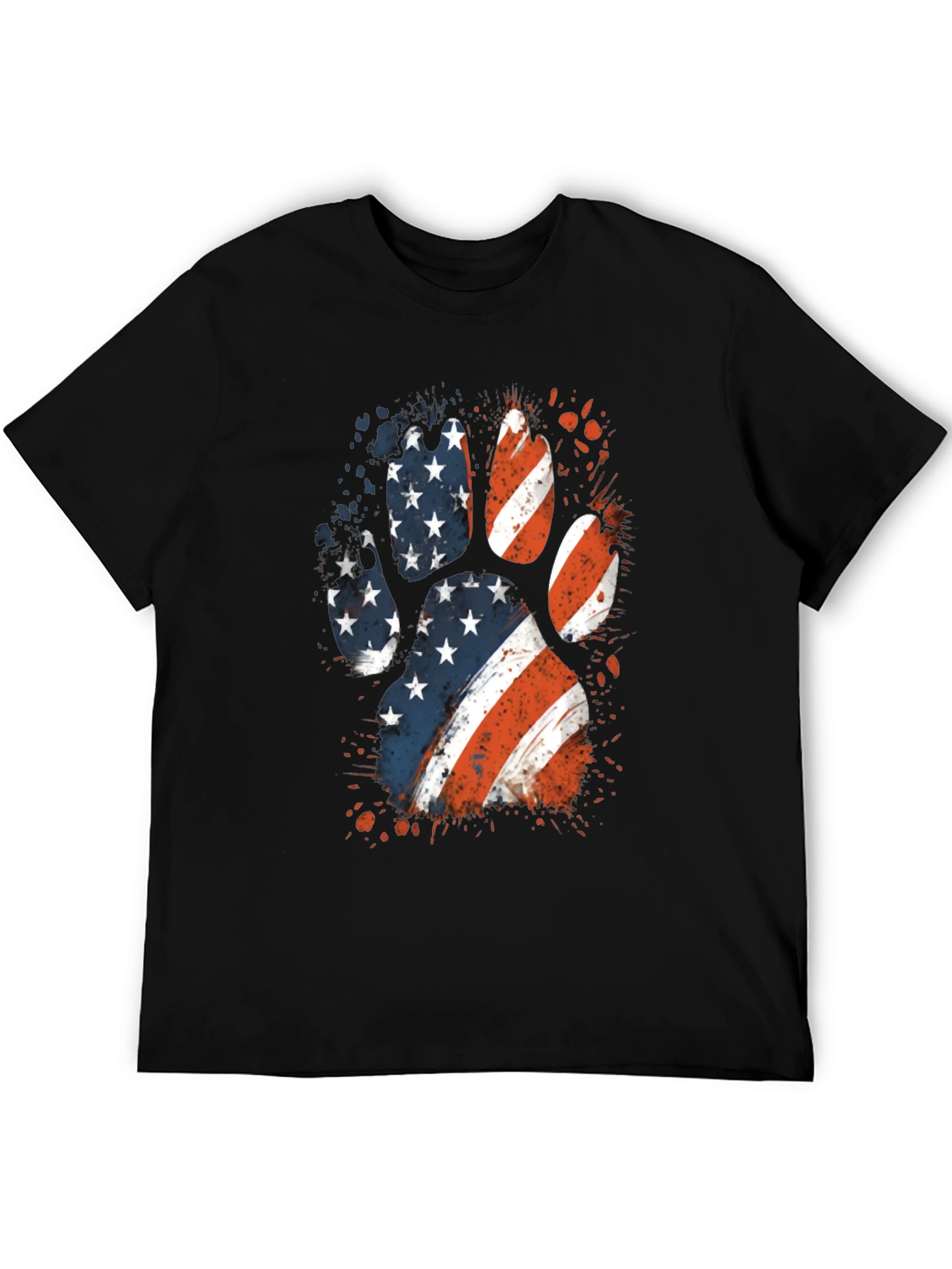 Patriotic Dog Paw Print Graphic Tee
