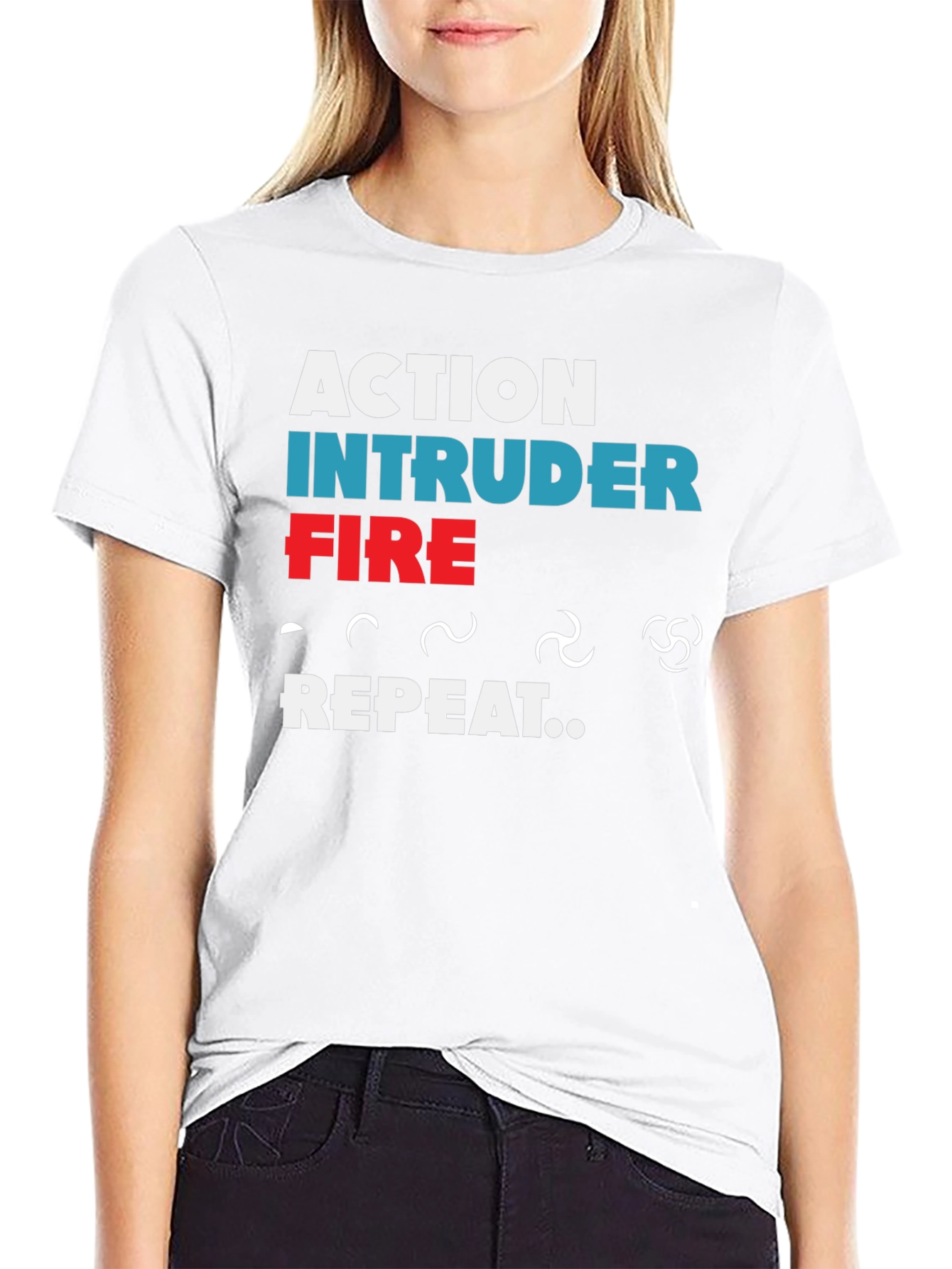 Action Intruder Fire Repeat Mens T-Shirt