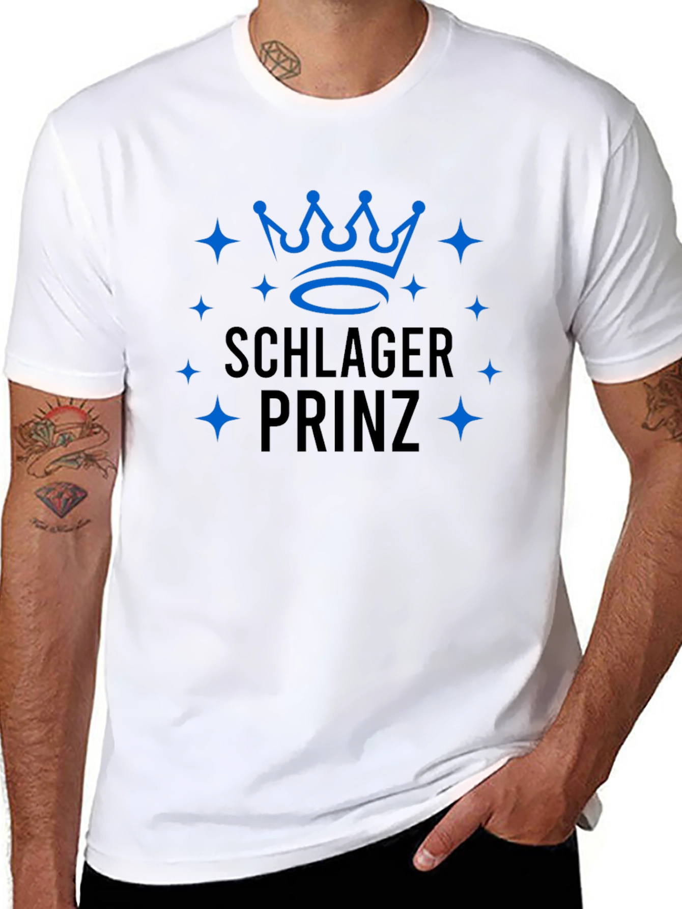 Schlager Prinz Blue Crown Black Tee