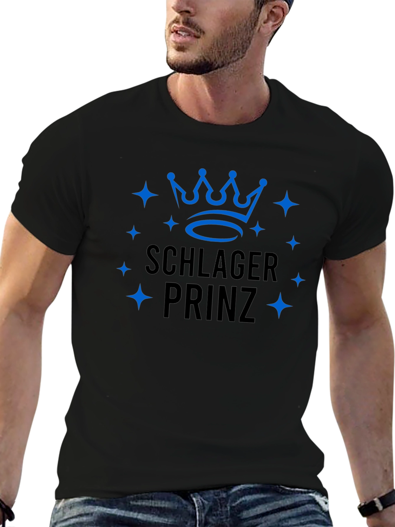 Schlager Prinz Blue Crown Black Tee