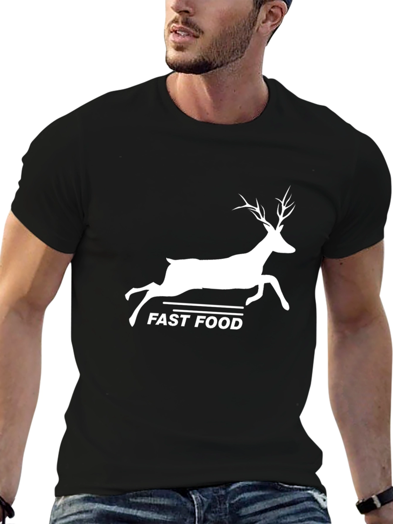 Deer Fast Food Black Graphic Tee