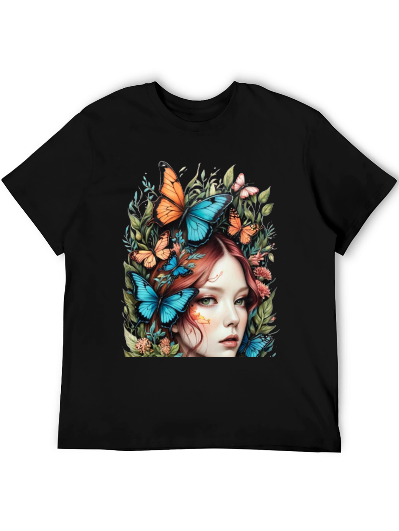 Butterfly Woman Graphic Tee - Nature Art T-Shirt