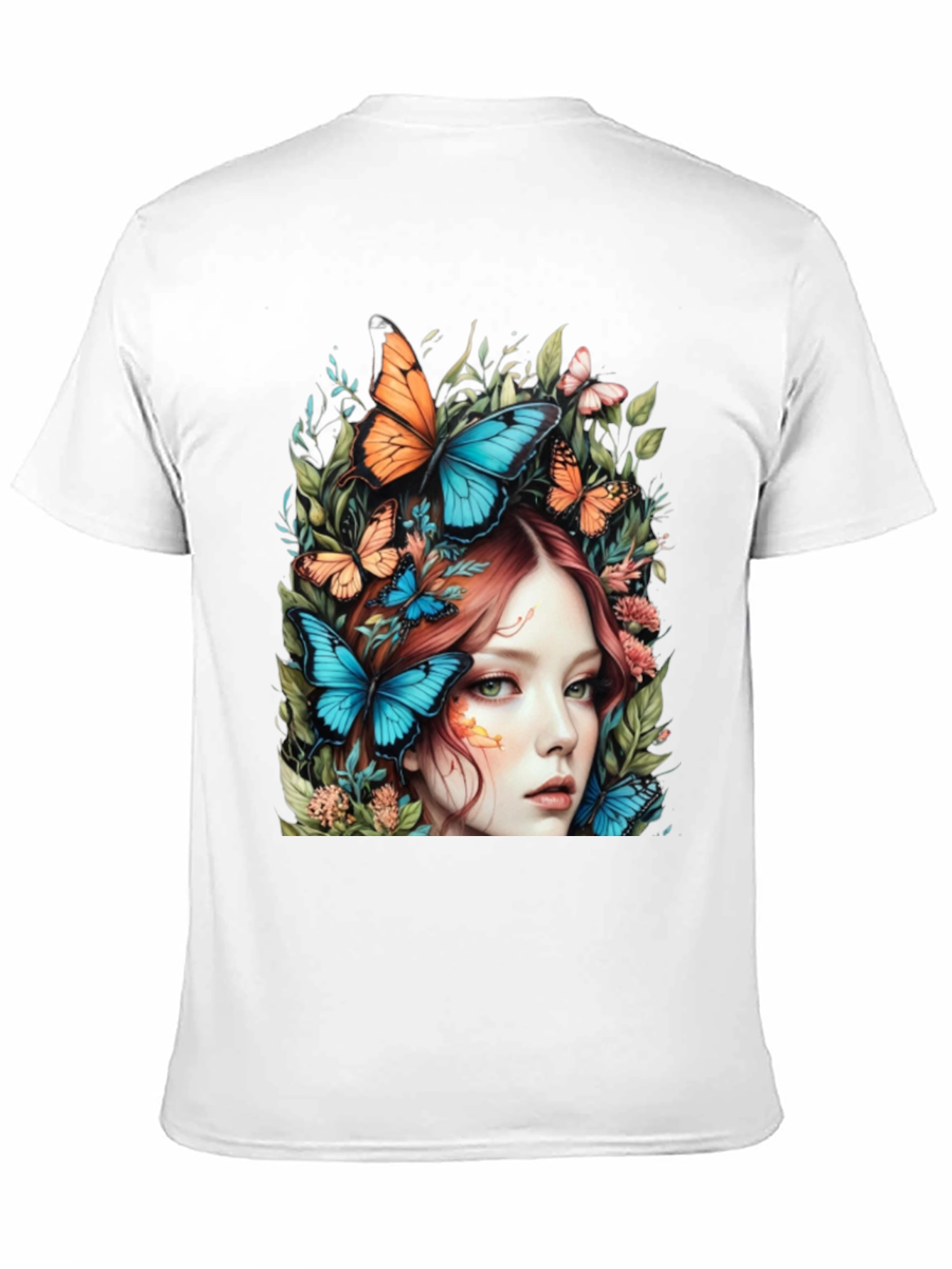 Butterfly Woman Graphic Tee - Nature Art T-Shirt