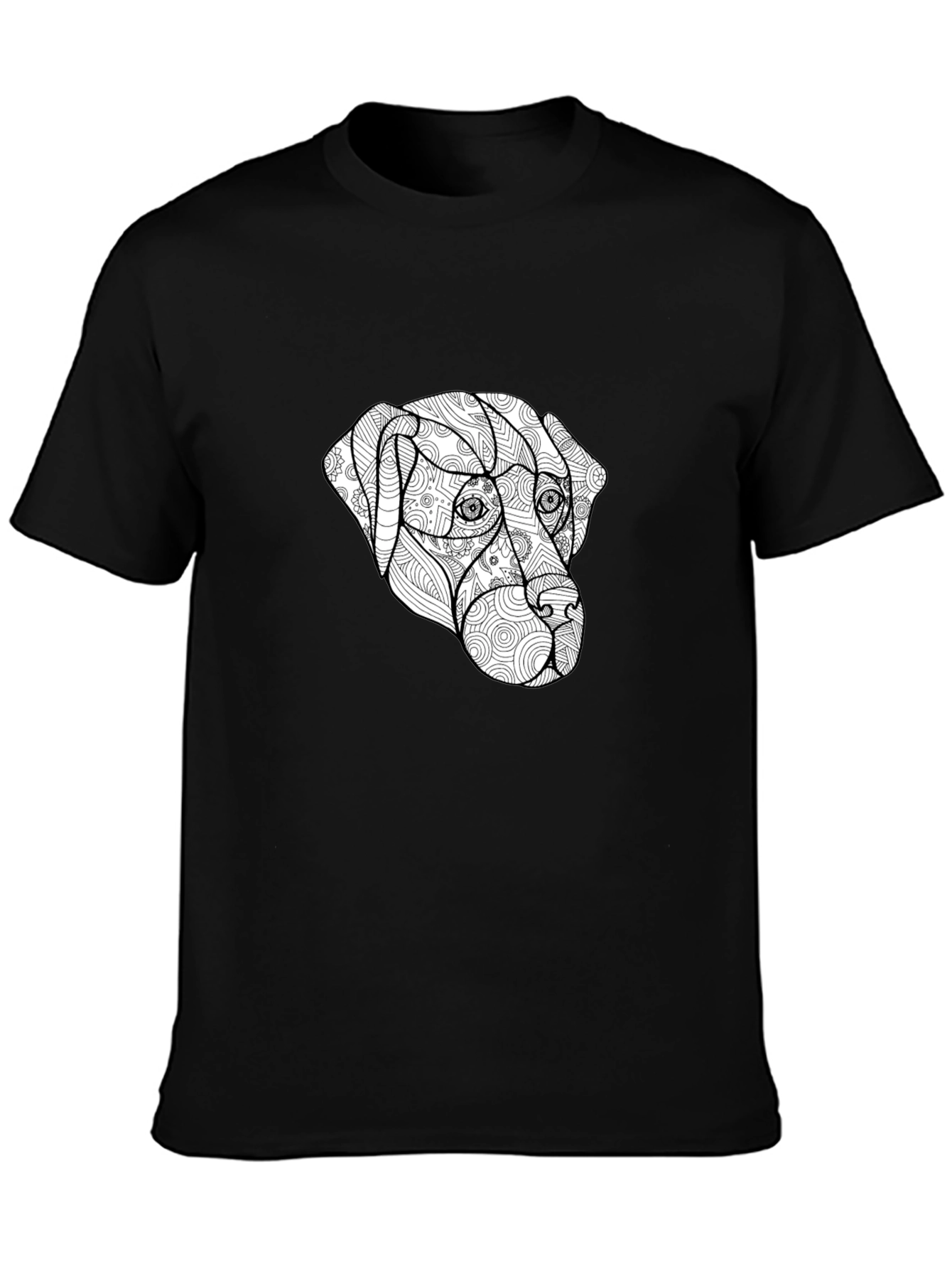 Dog Zentangle T-Shirt - Black